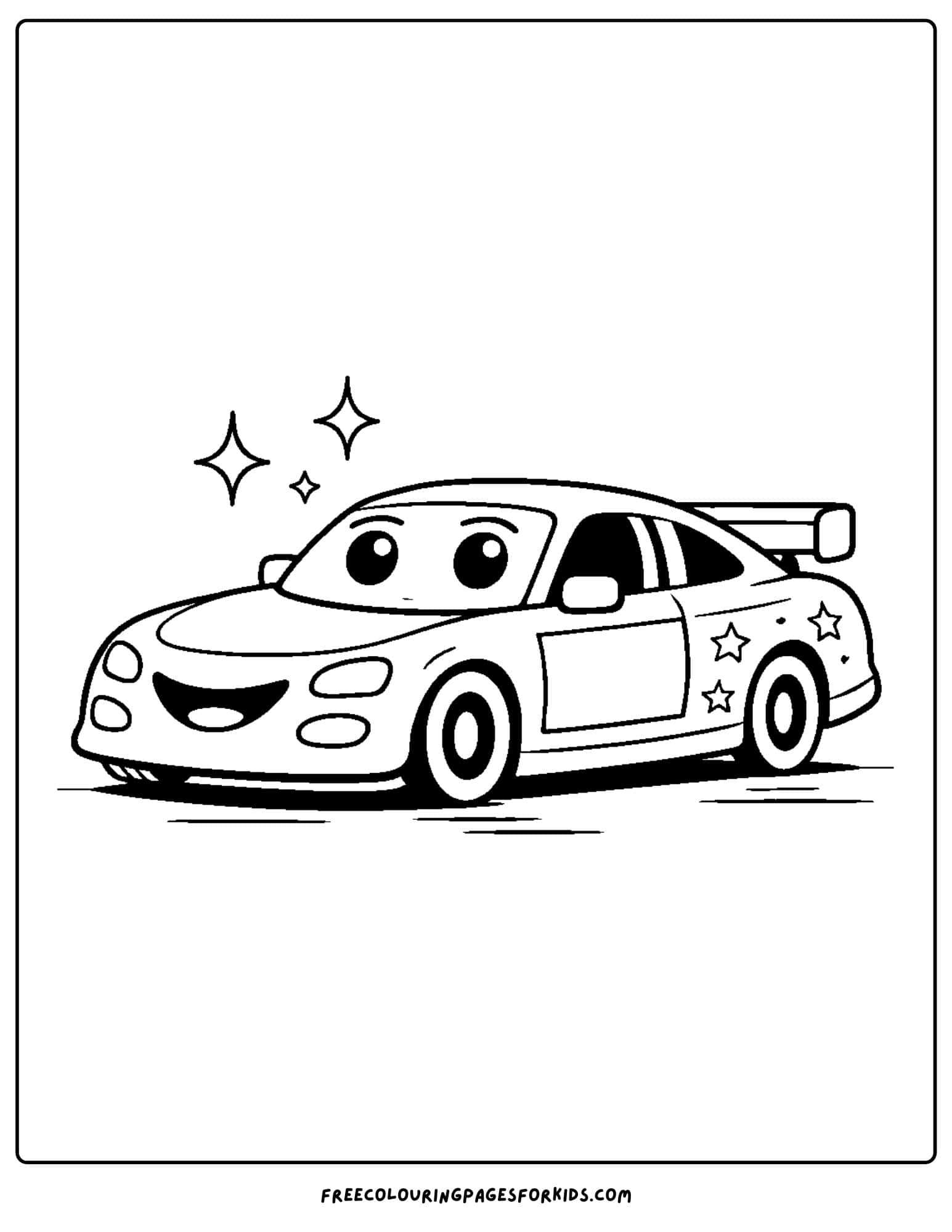 a coloring page of a race car