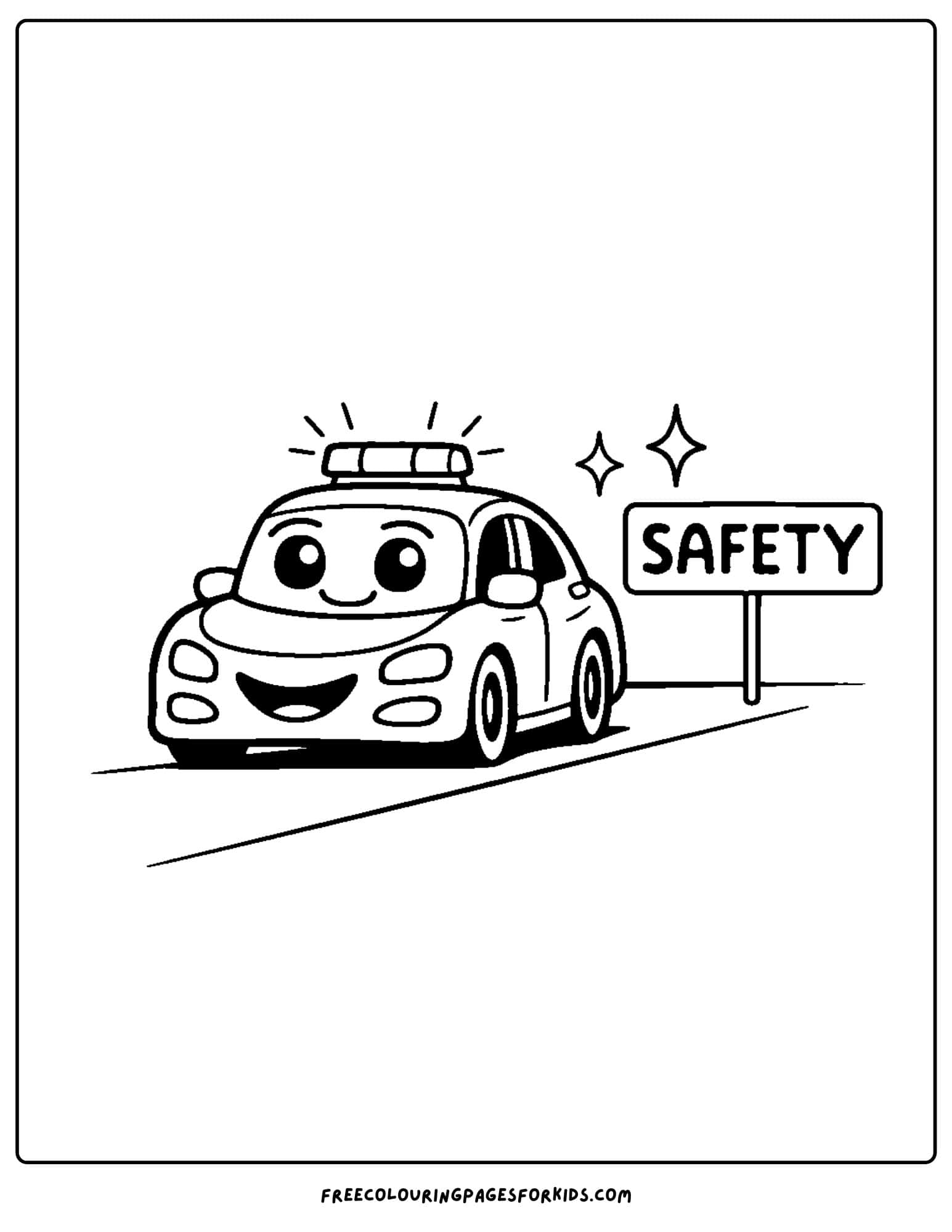 a coloring page of a race car safety car