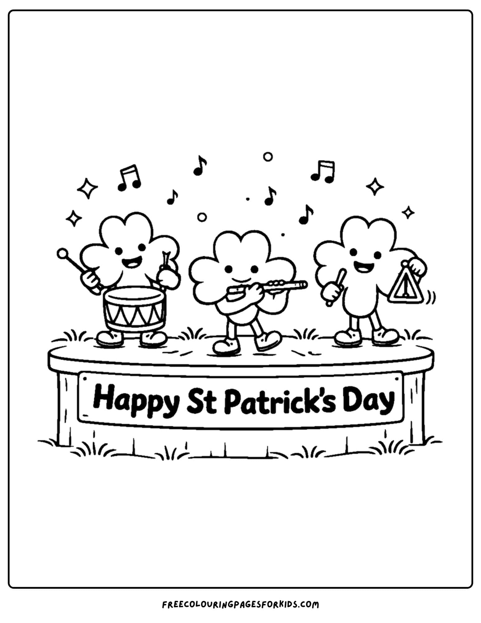 a st patricks day themed coloring page showing a clover band