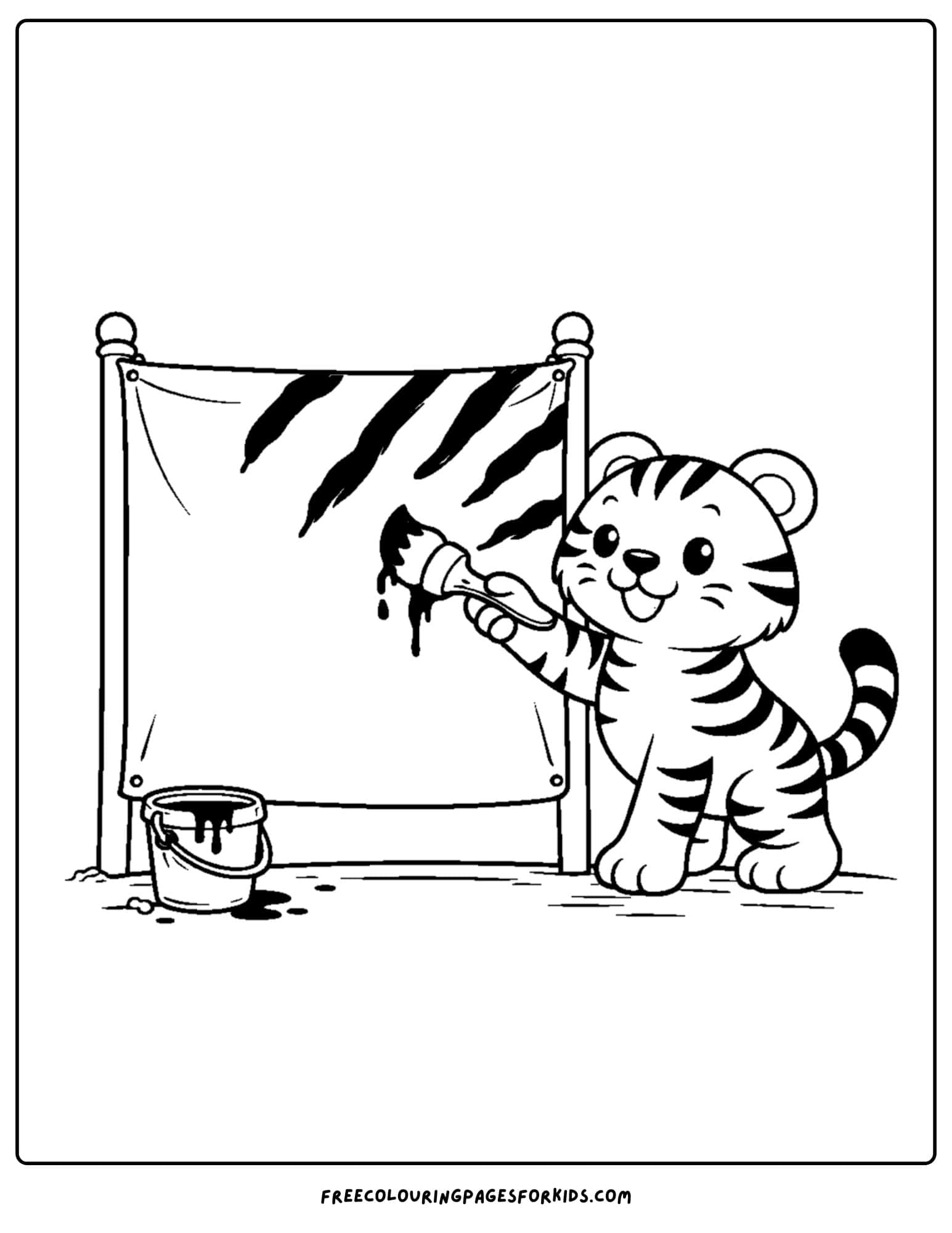 a coloring page of a tiger painting