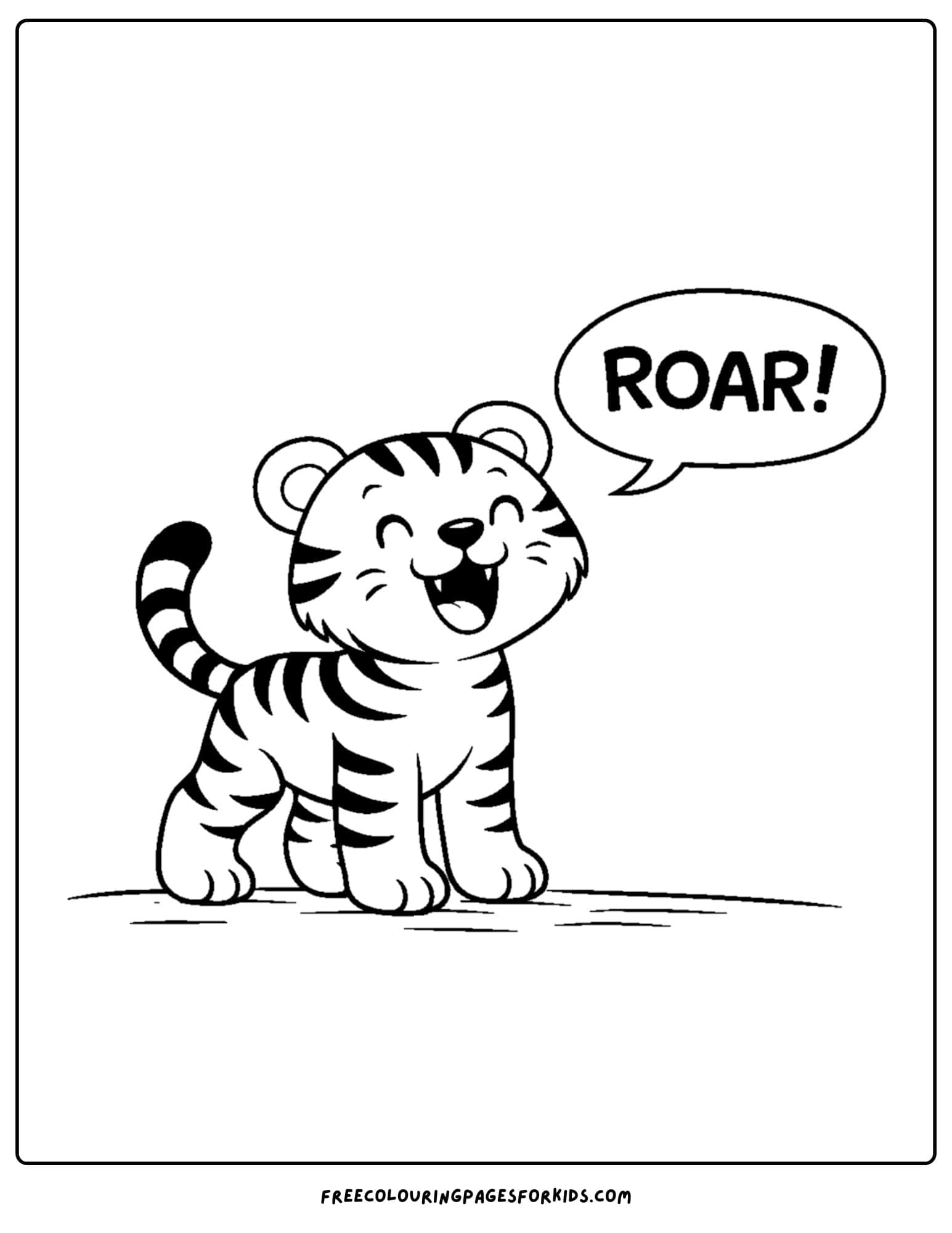 a coloring page of a tiger roaring