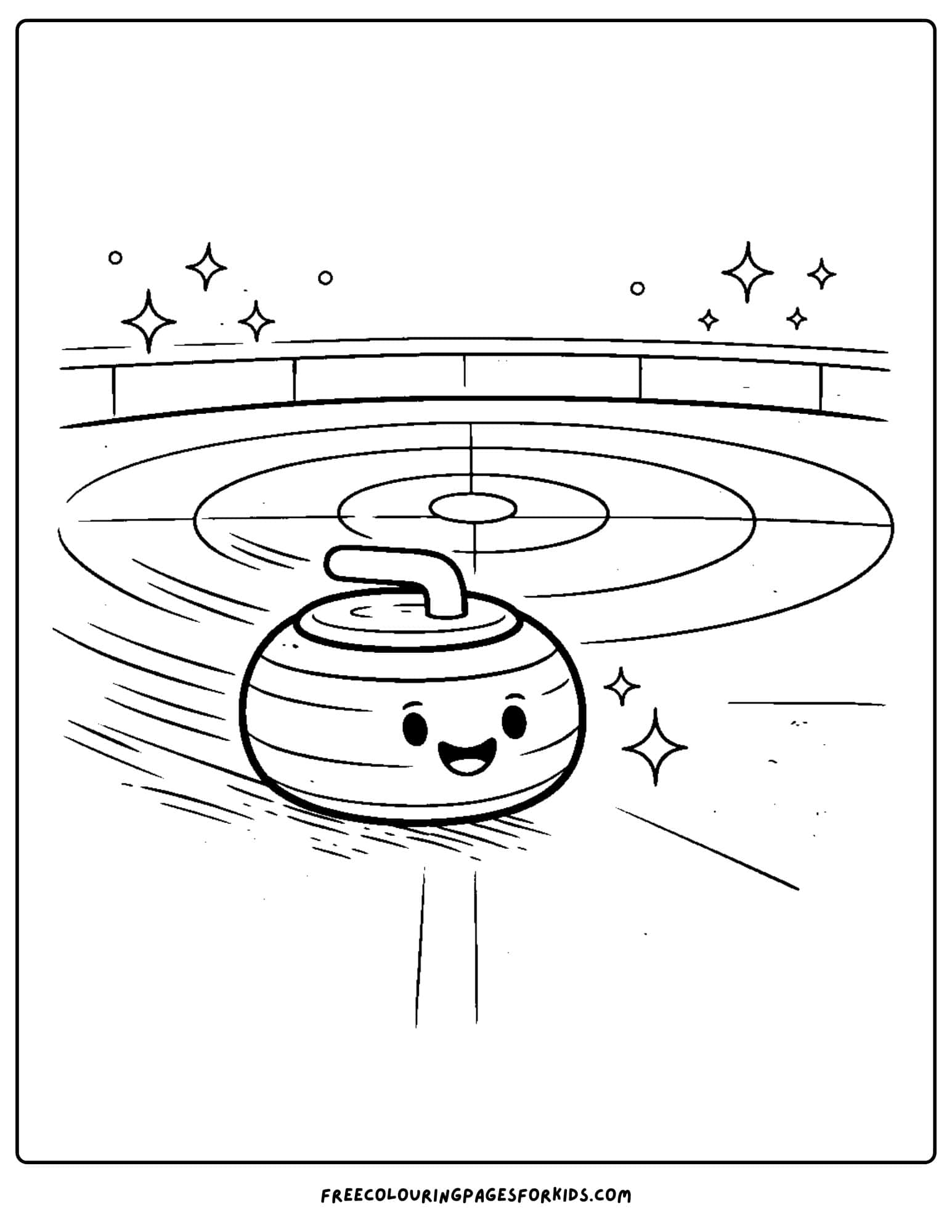a winter olympics coloring page of a curling stone