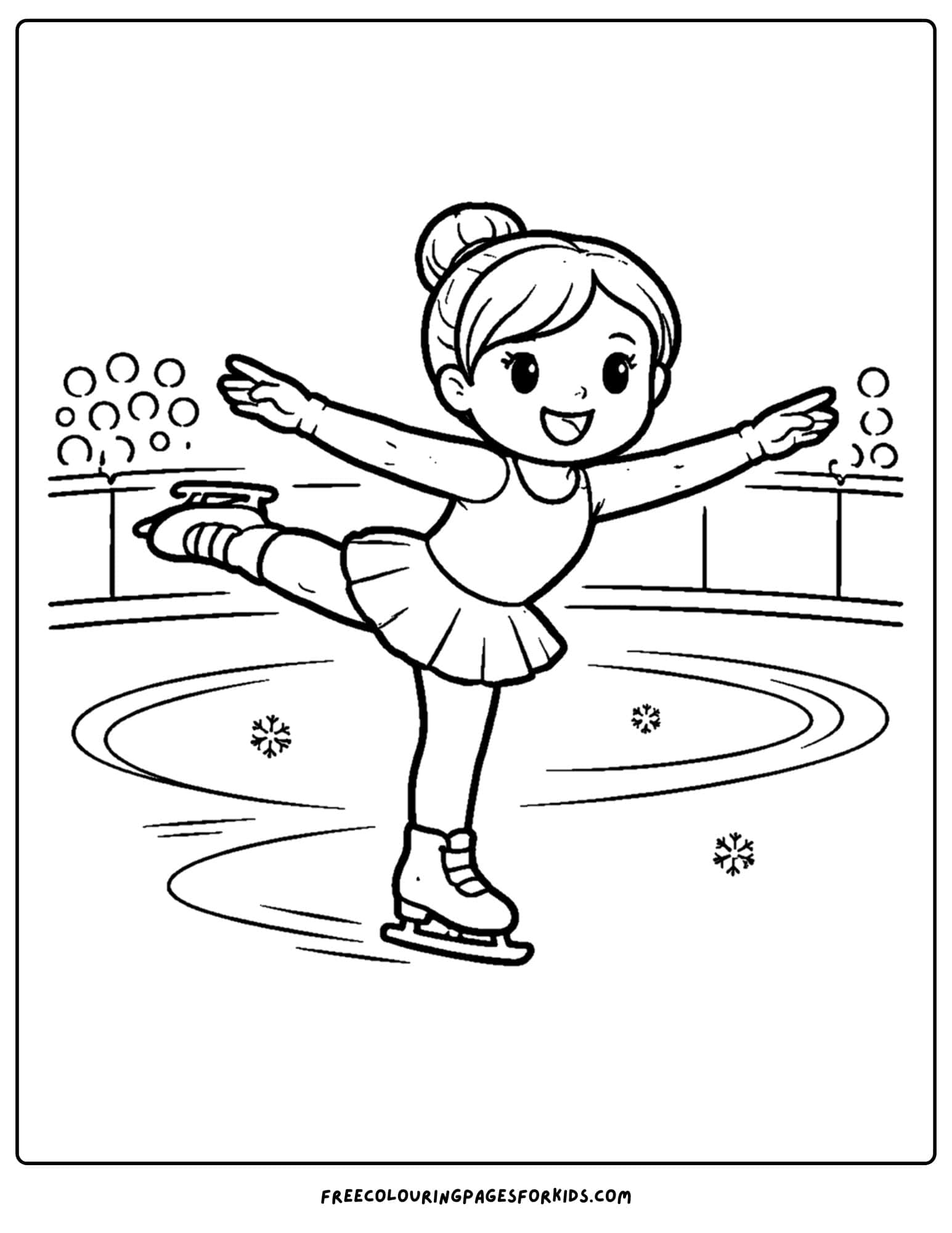 a winter olympics coloring page of a figure skater on the ice