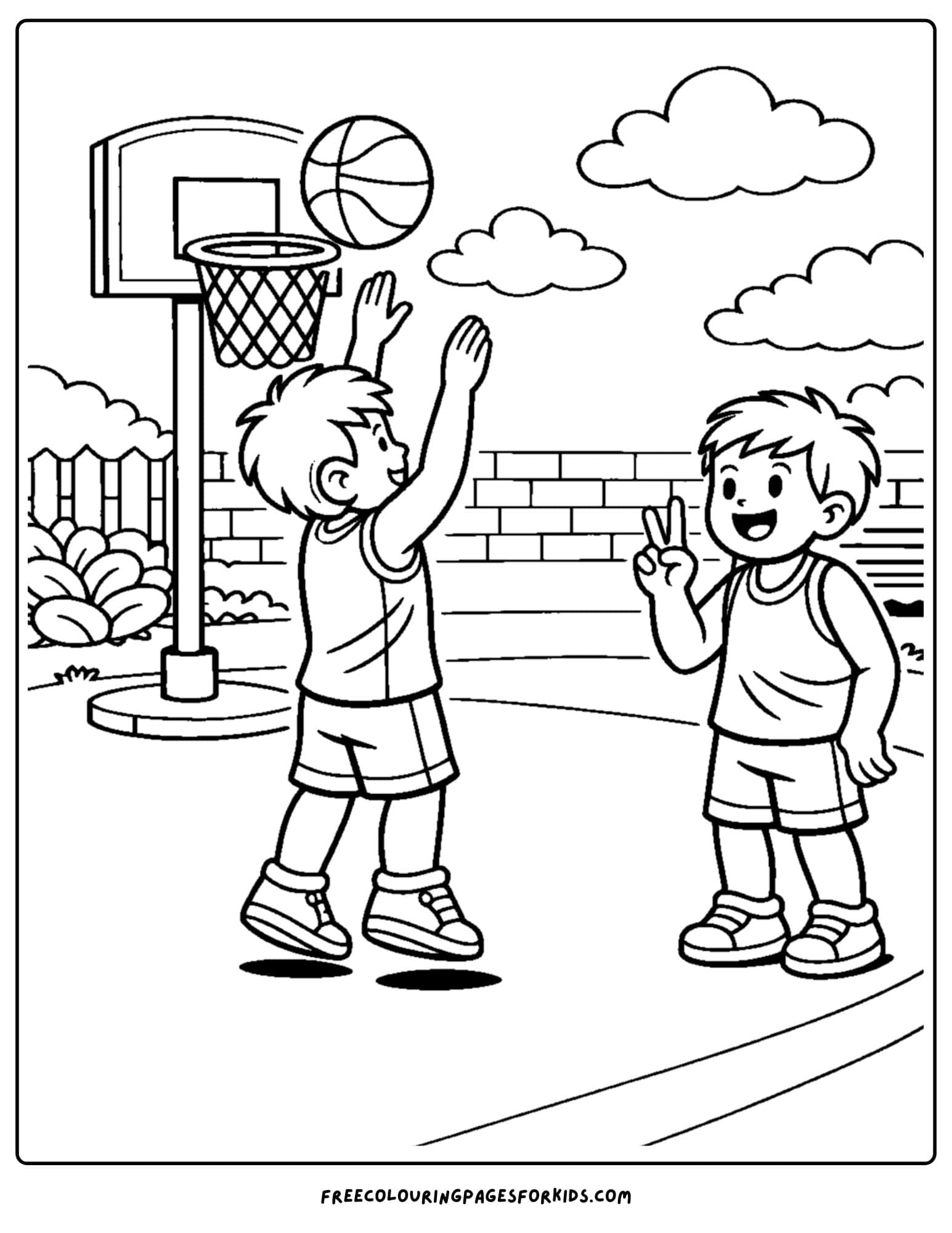 a basketball coloring page of a player taking a shot