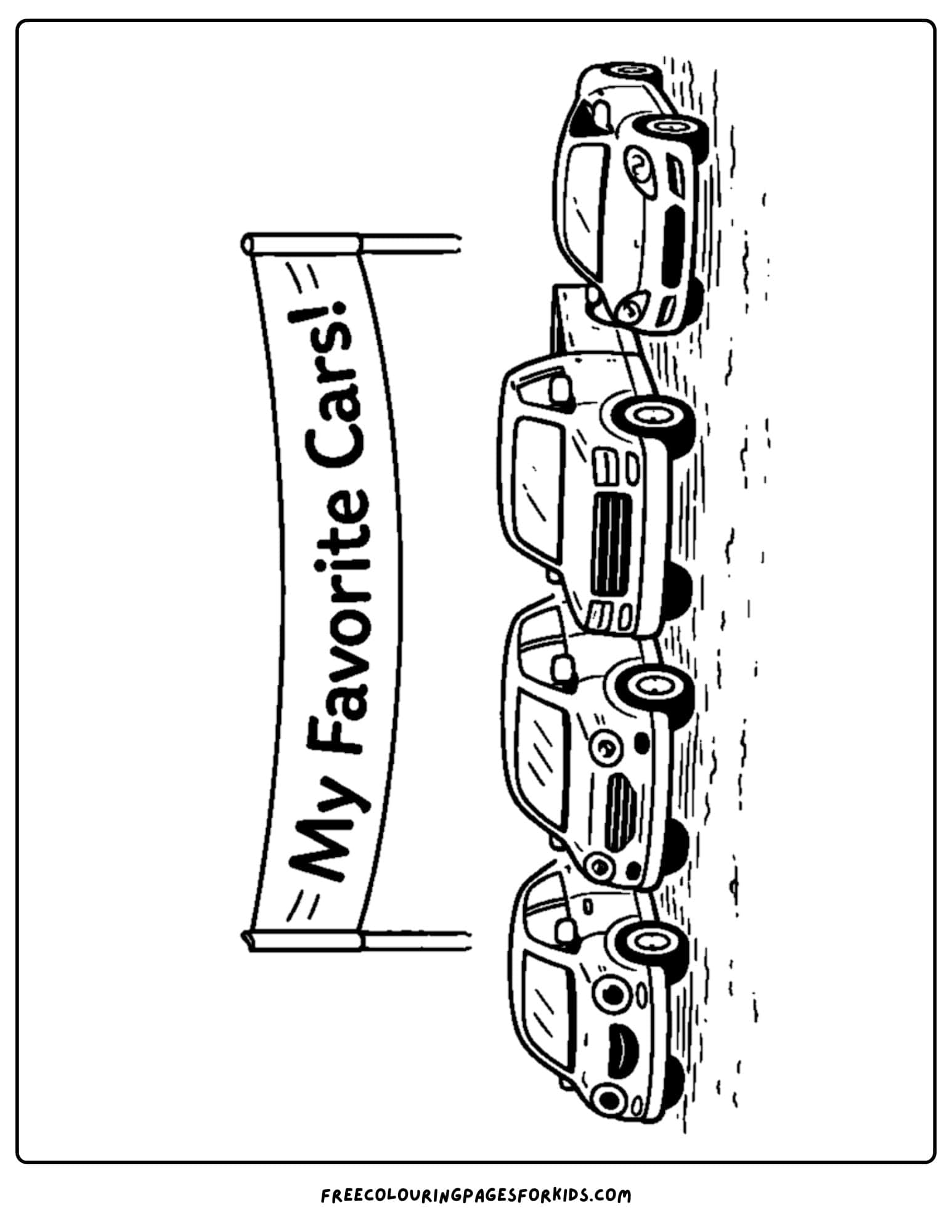 a coloring page of a collection of dream cars