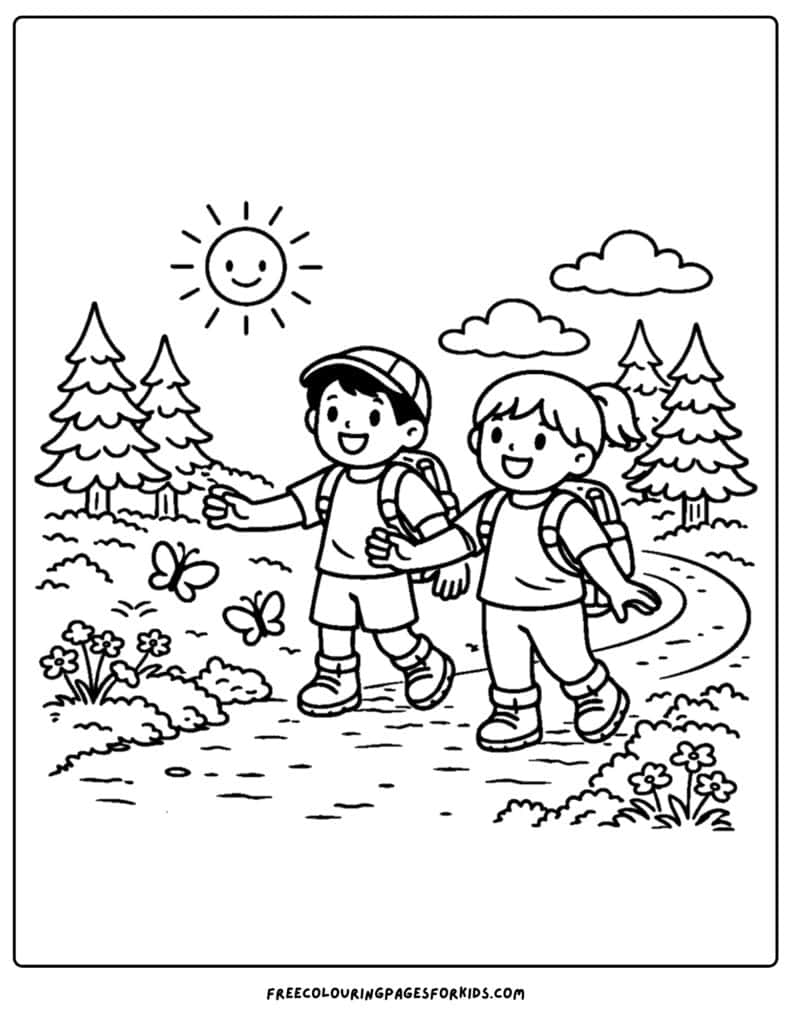 Bushwalking Colouring In Hiking Coloring Pages