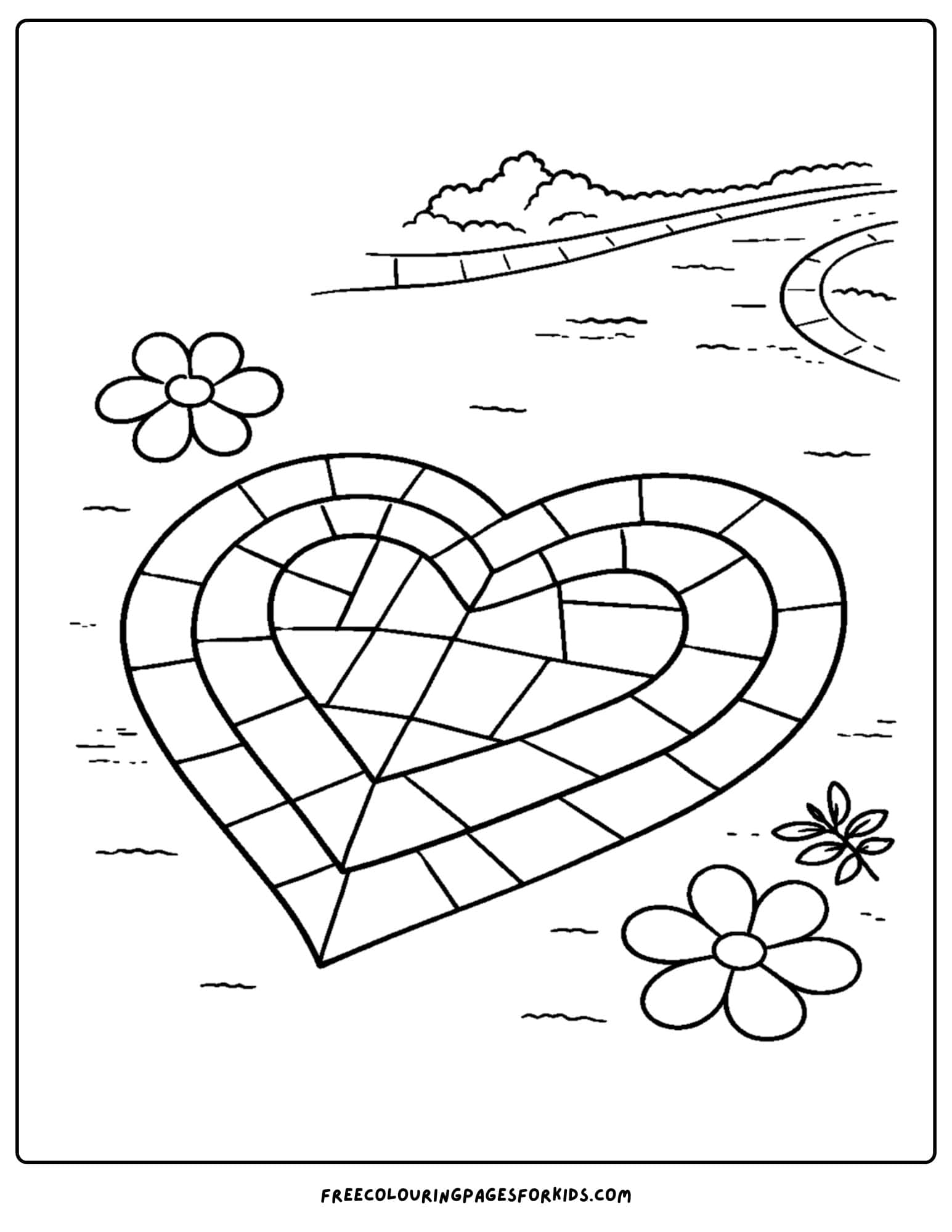 an italy coloring page showing a beautiful italian heart mosaic
