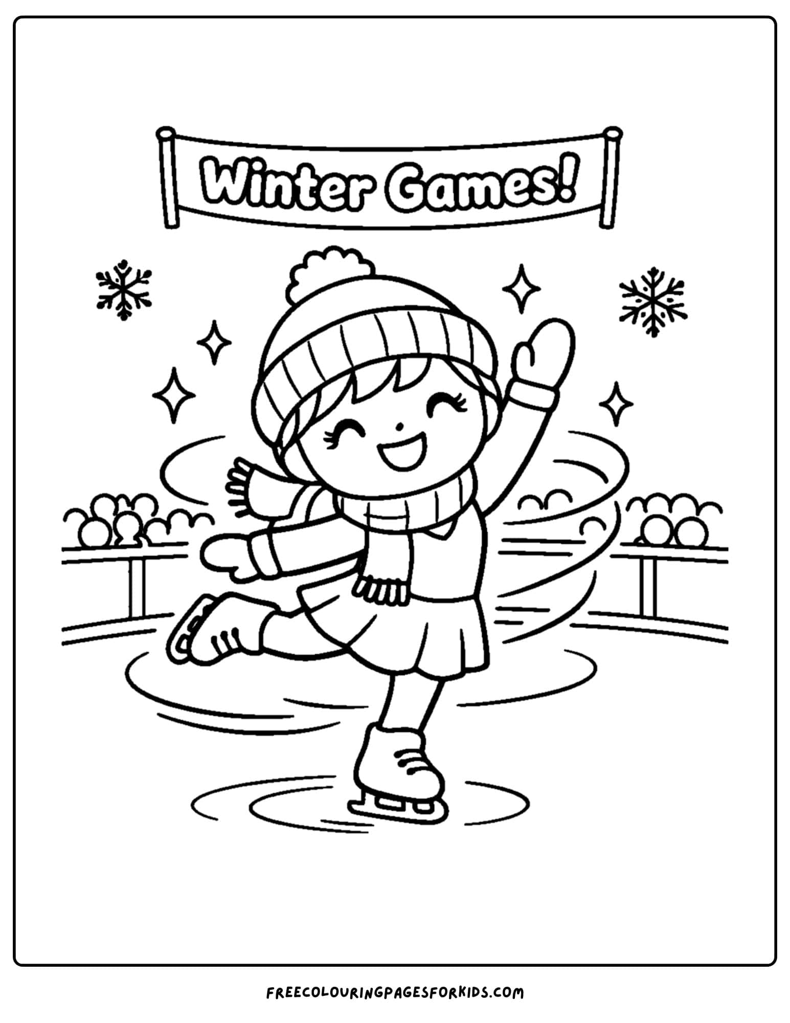 a winter olympics coloring page of a figure skater