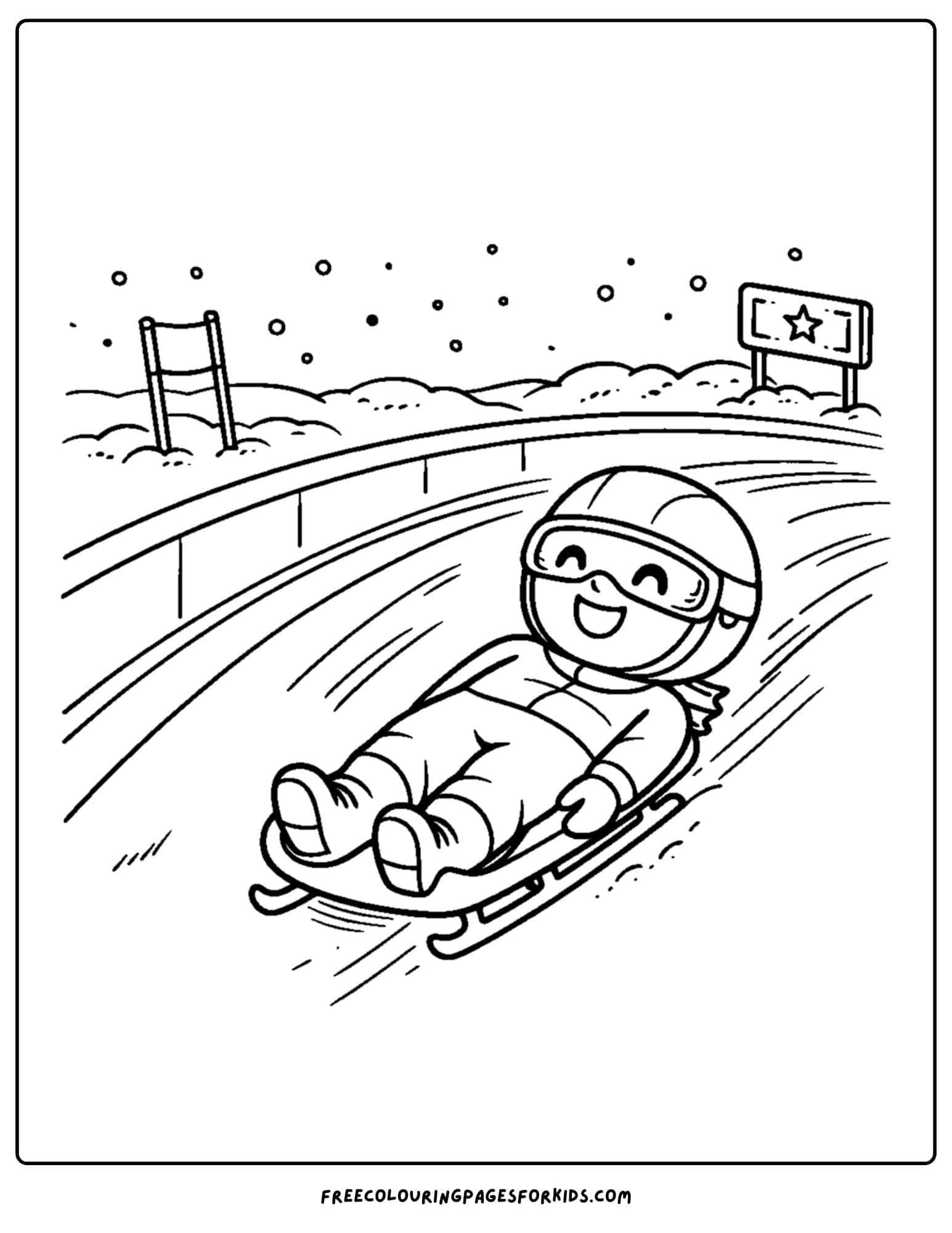 a winter olympics coloring page of a luge racer