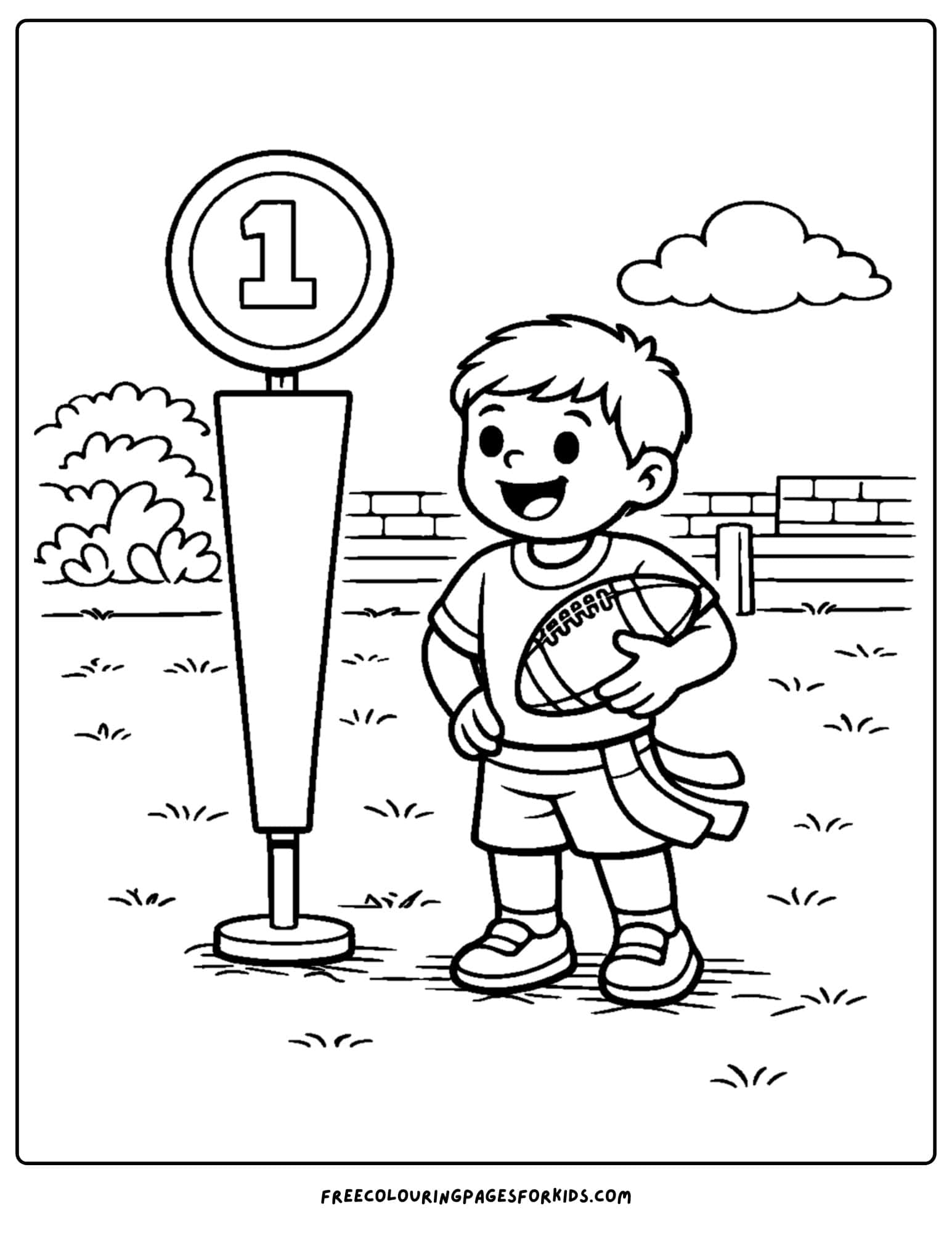 a kids coloring page showing an nfl firstdown marker