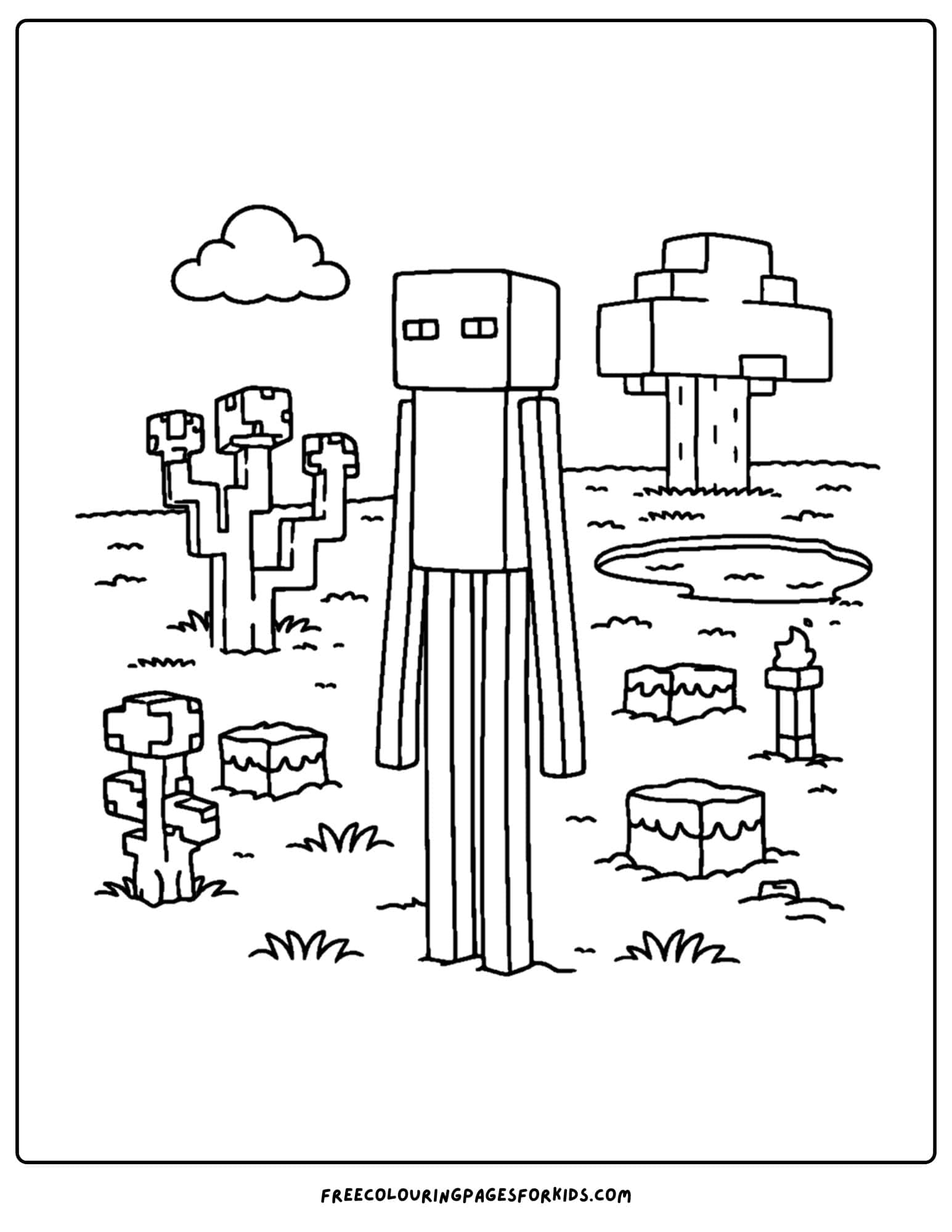 a minecraft coloring pages showing an enderman