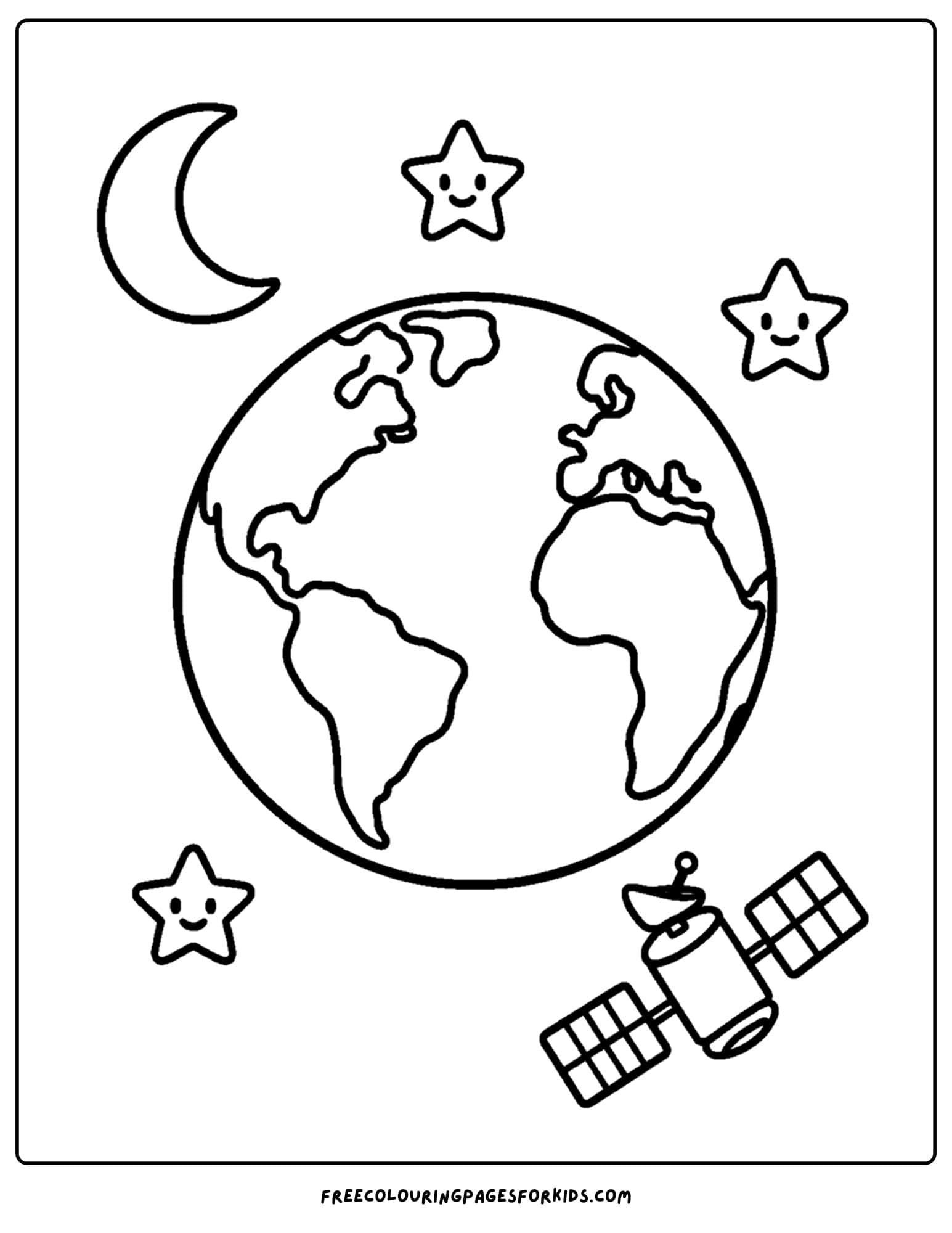 a coloring page of a space scene of the earth