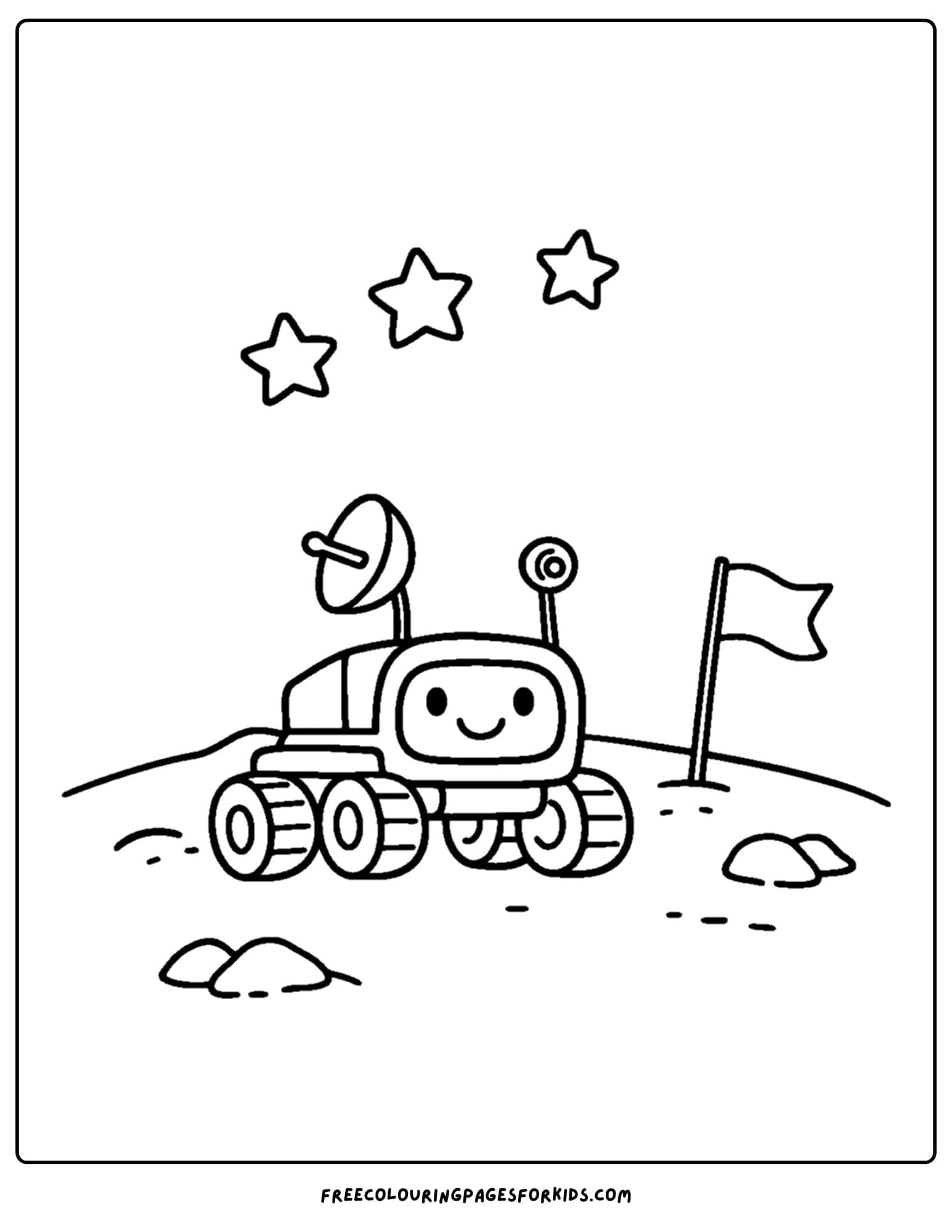 a coloring page of a mars rover on mars exploring