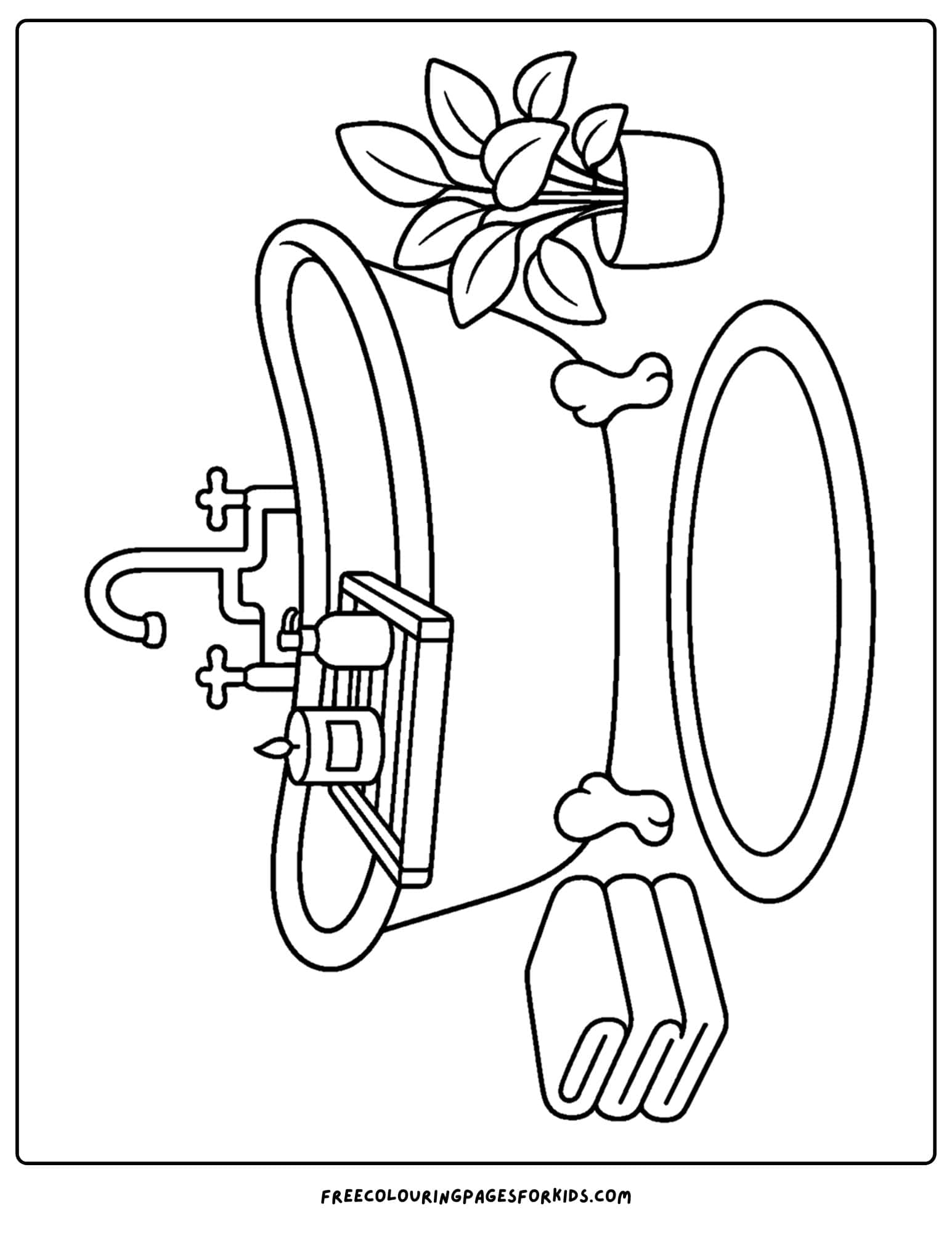 an adult coloring page showing a spa bath scene with a flower and bath towels