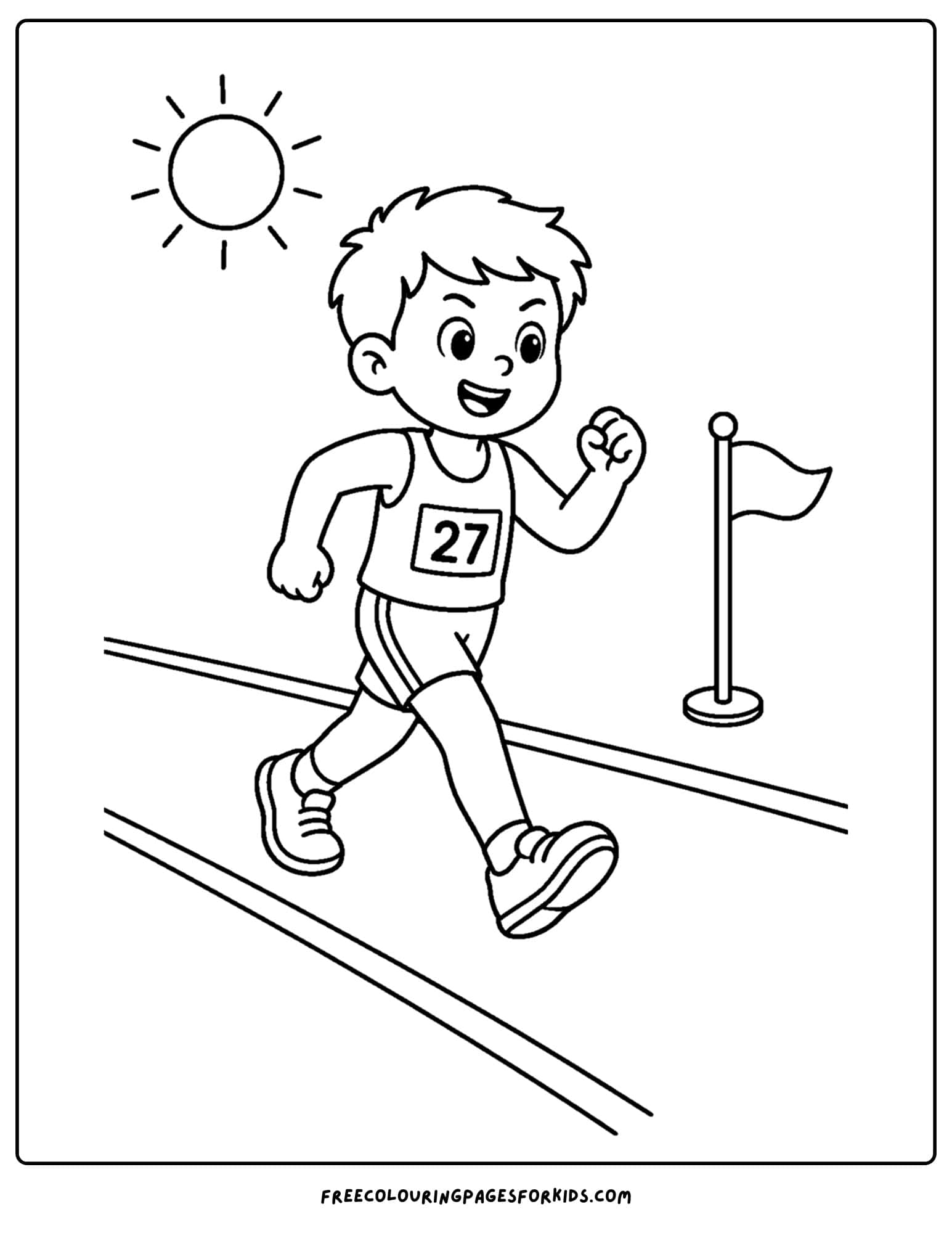 an athletics coloring page showing an athlete doing the race walk