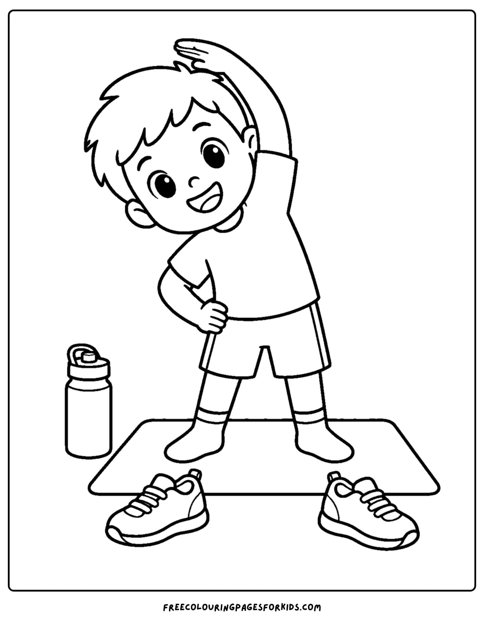 an athletics coloring page showing an athlete doing warm up stretches