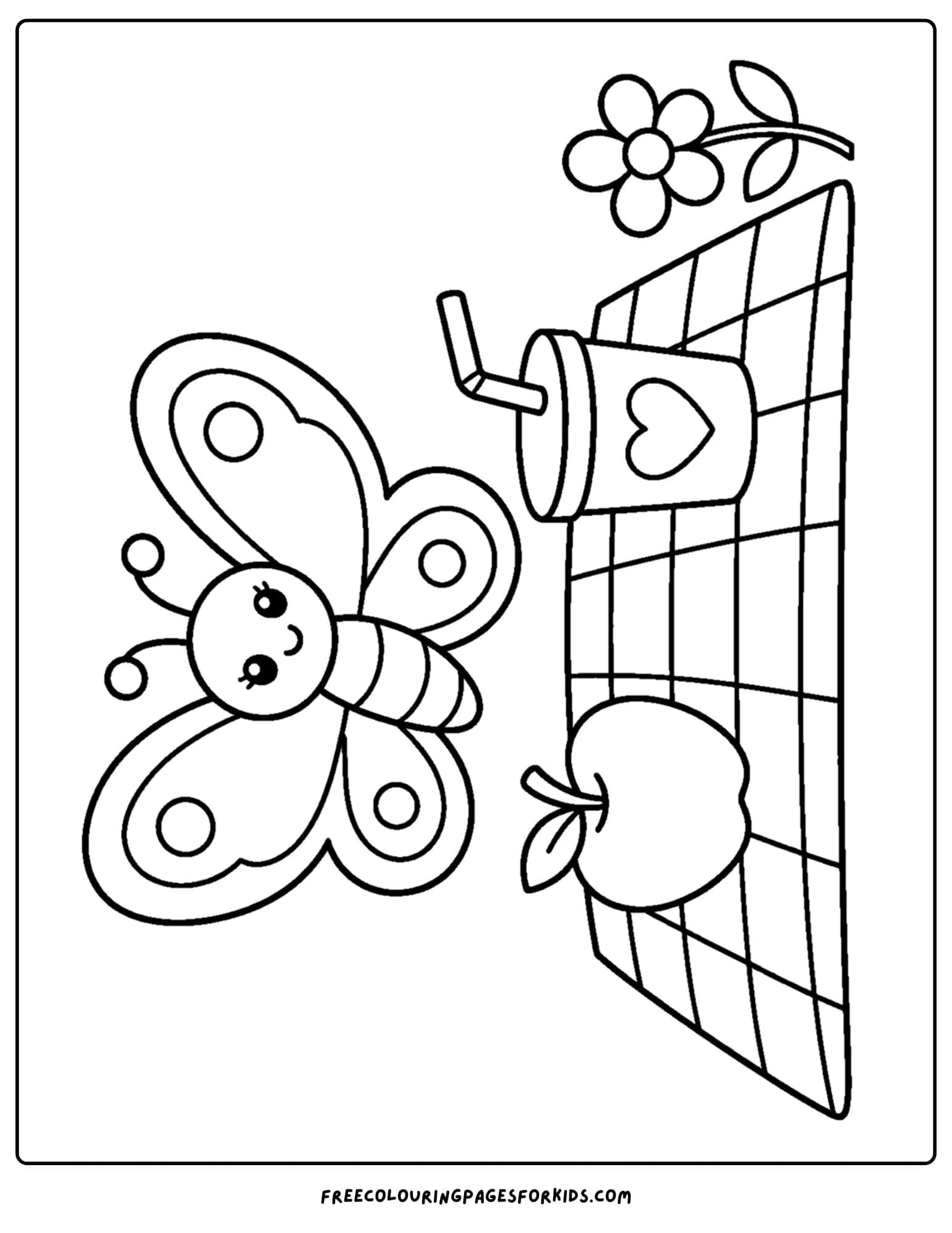 a coloring page of a butterfly on a picnic blanket