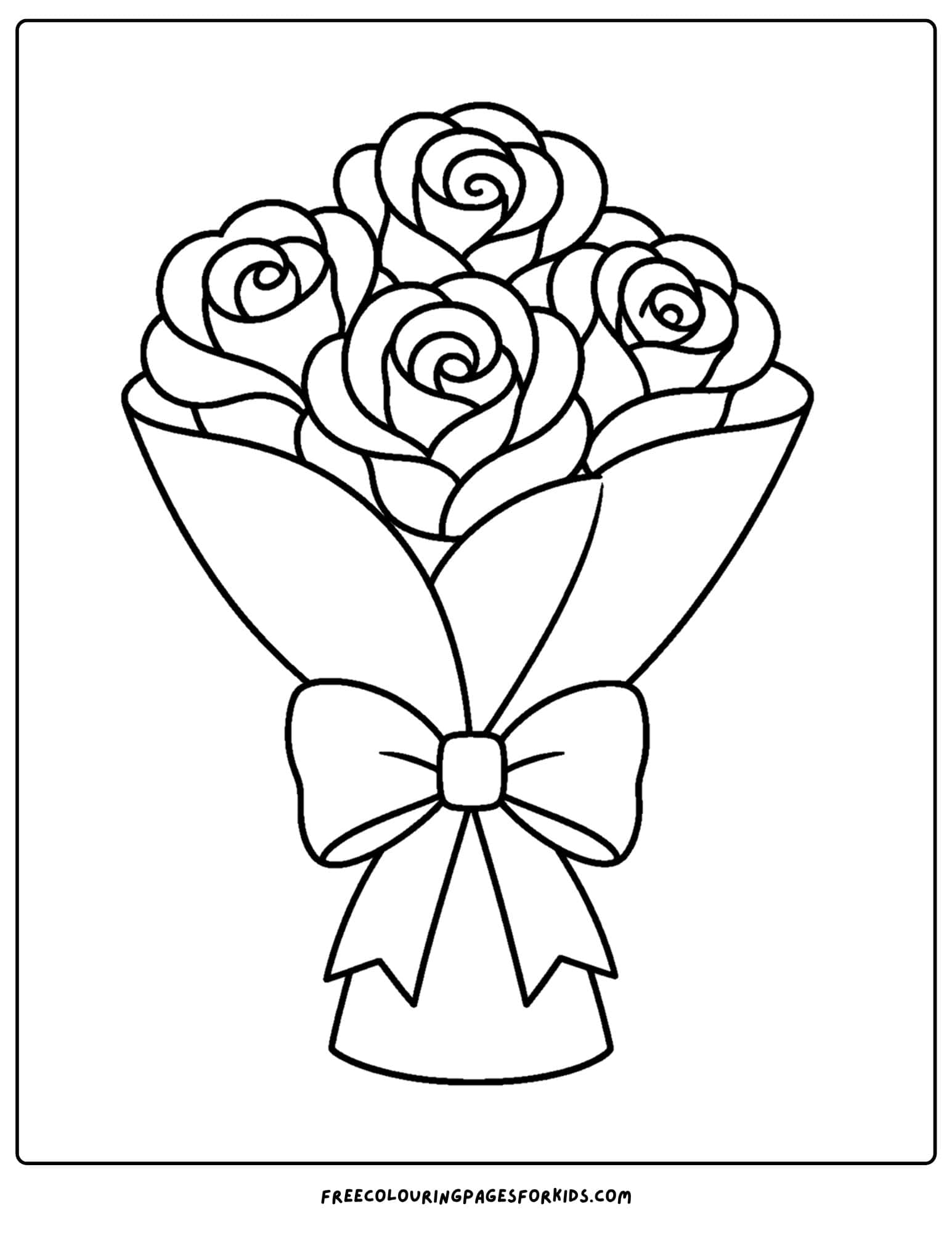 a coloring page of a bouquet of roses