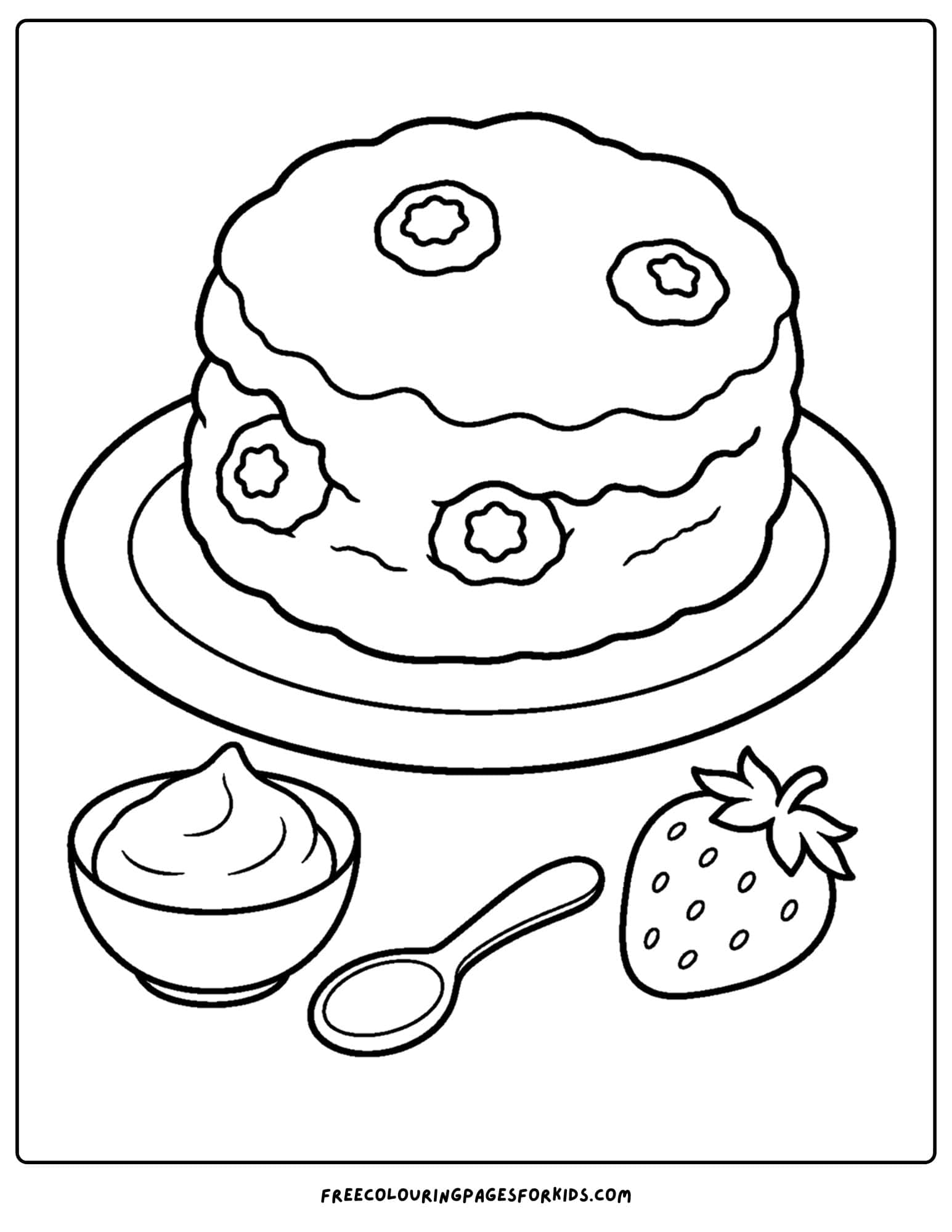 a pastry coloring page showing a berry scone