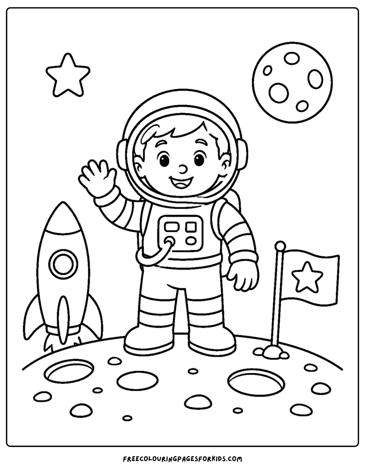 a career coloring page showing an astronaut in space