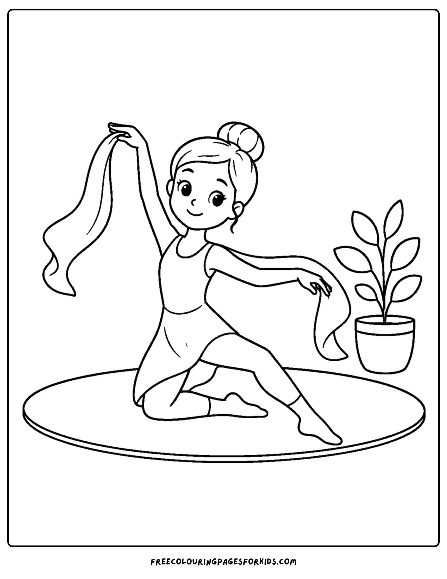 a dancing themed coloring page showing a contemporary dancer performing