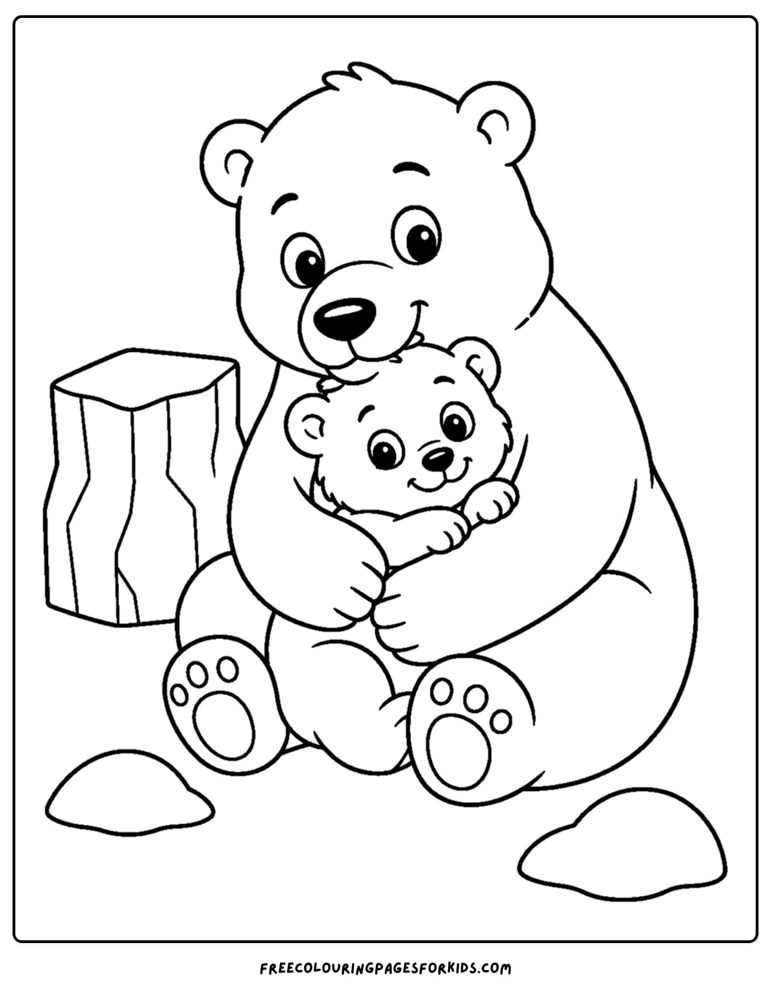 a zoo animal coloring page featuring a polar bear and its cub