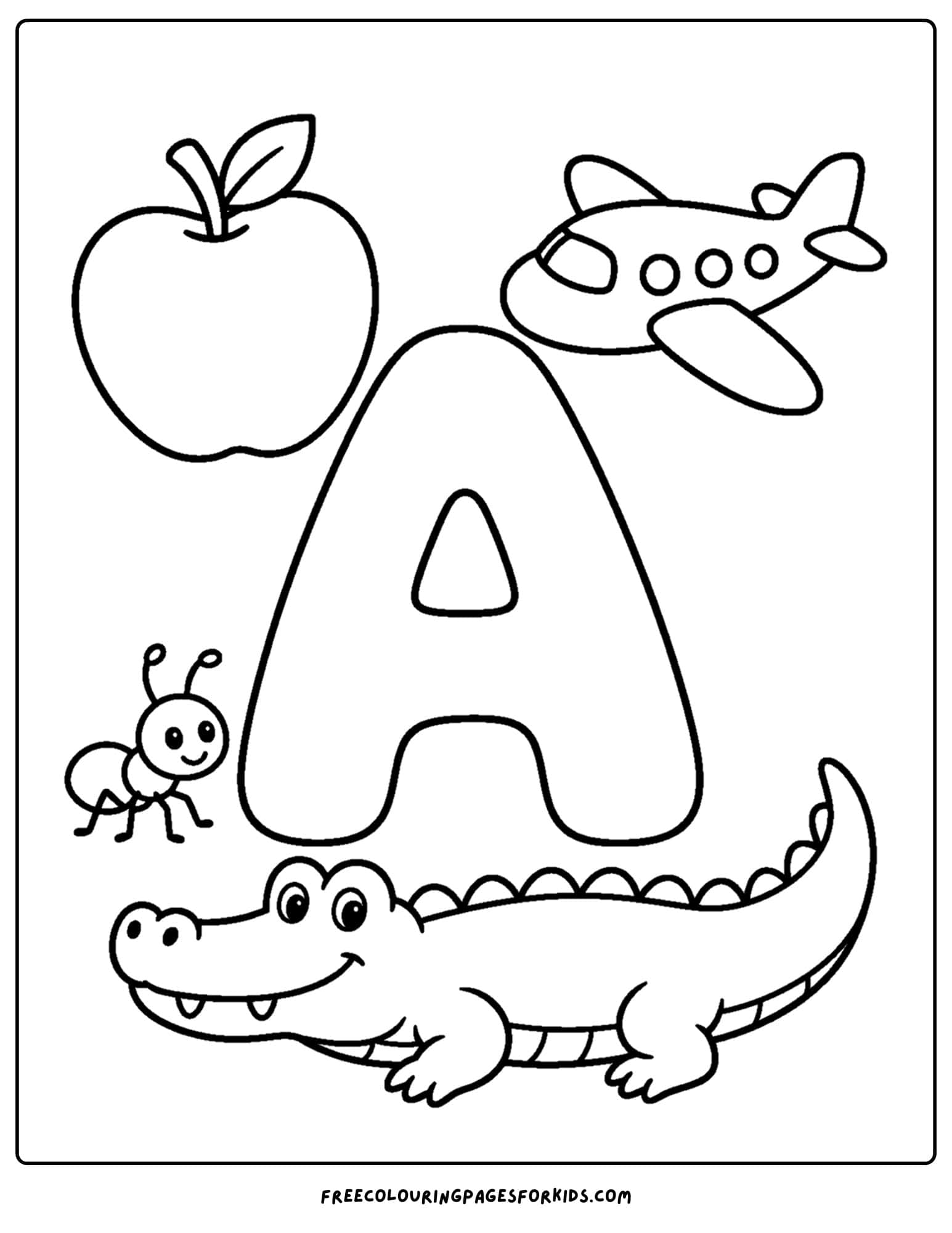an alphabet coloring page for the letter a