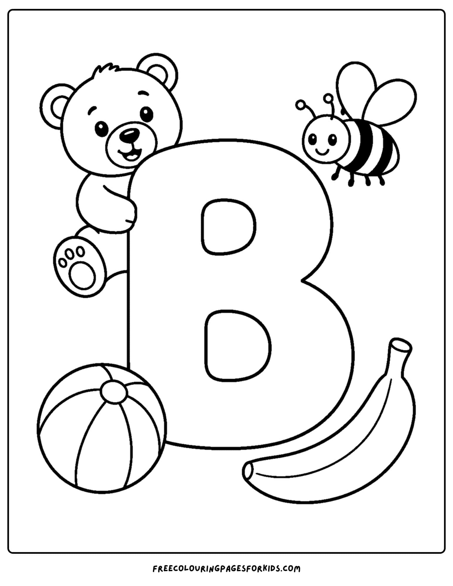 an alphabet coloring page for the letter b
