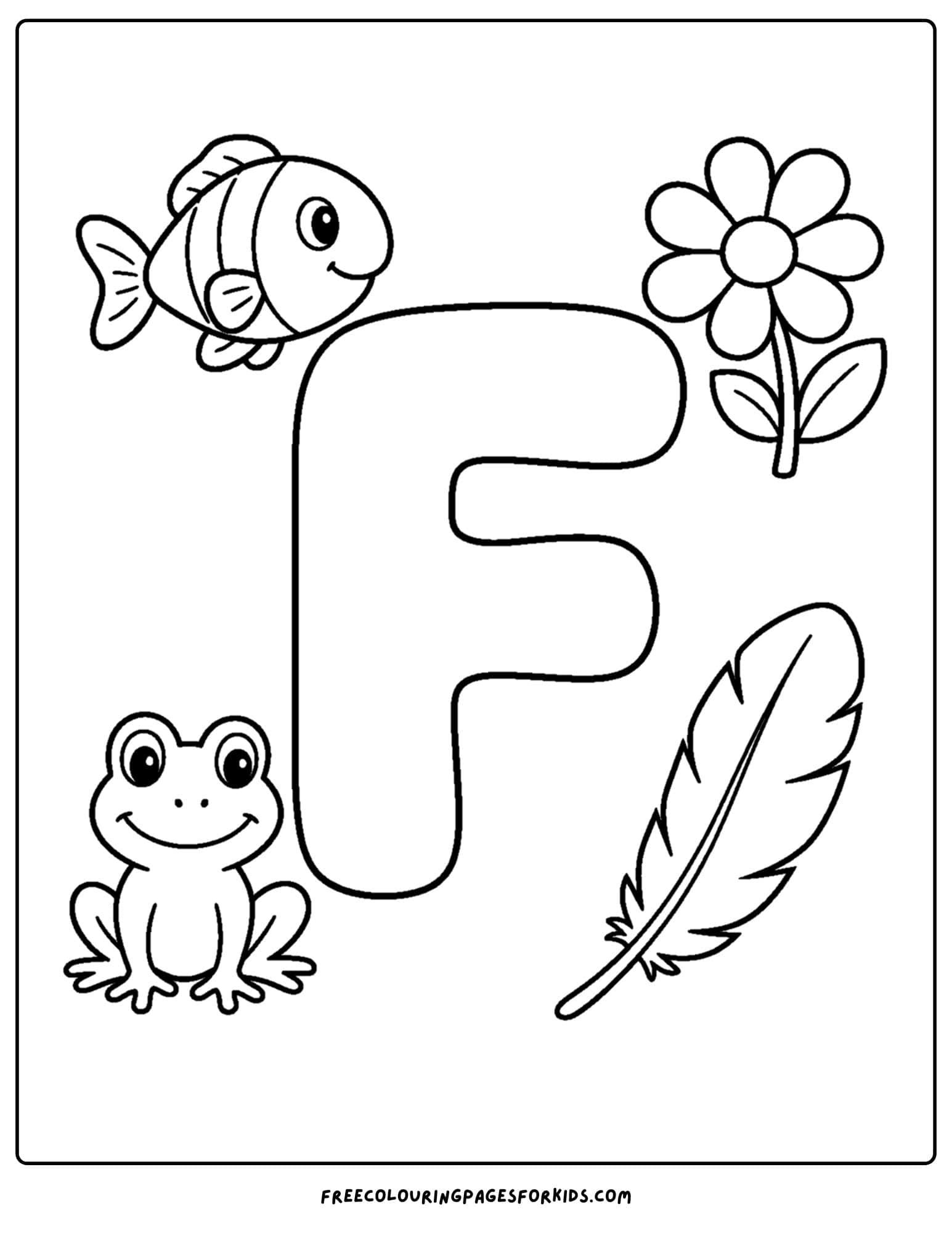 an alphabet coloring page for the letter f
