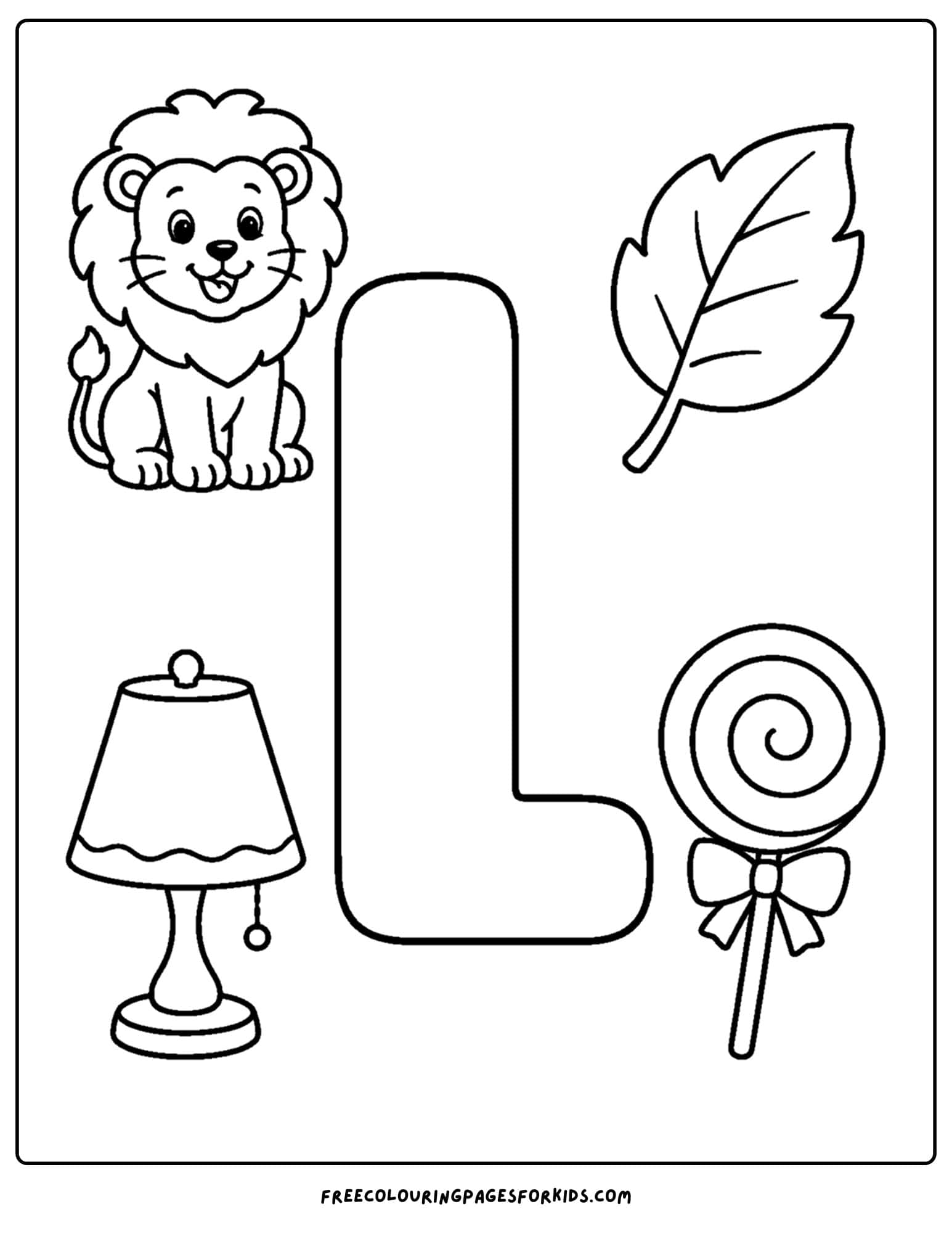an alphabet coloring page for the letter l