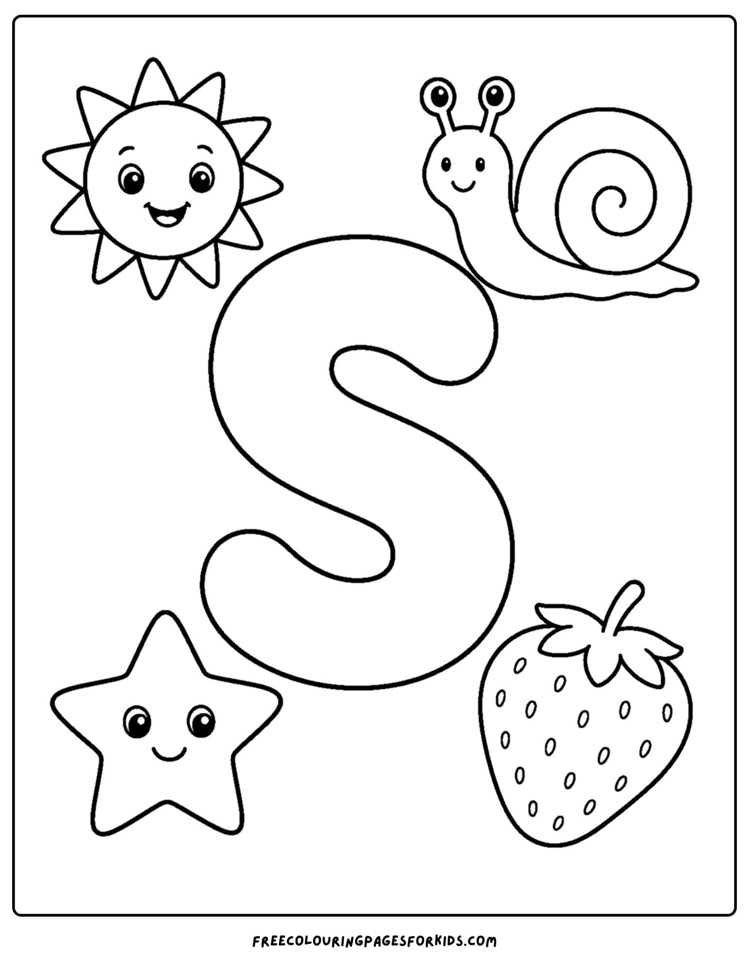 an alphabet coloring page for the letter s
