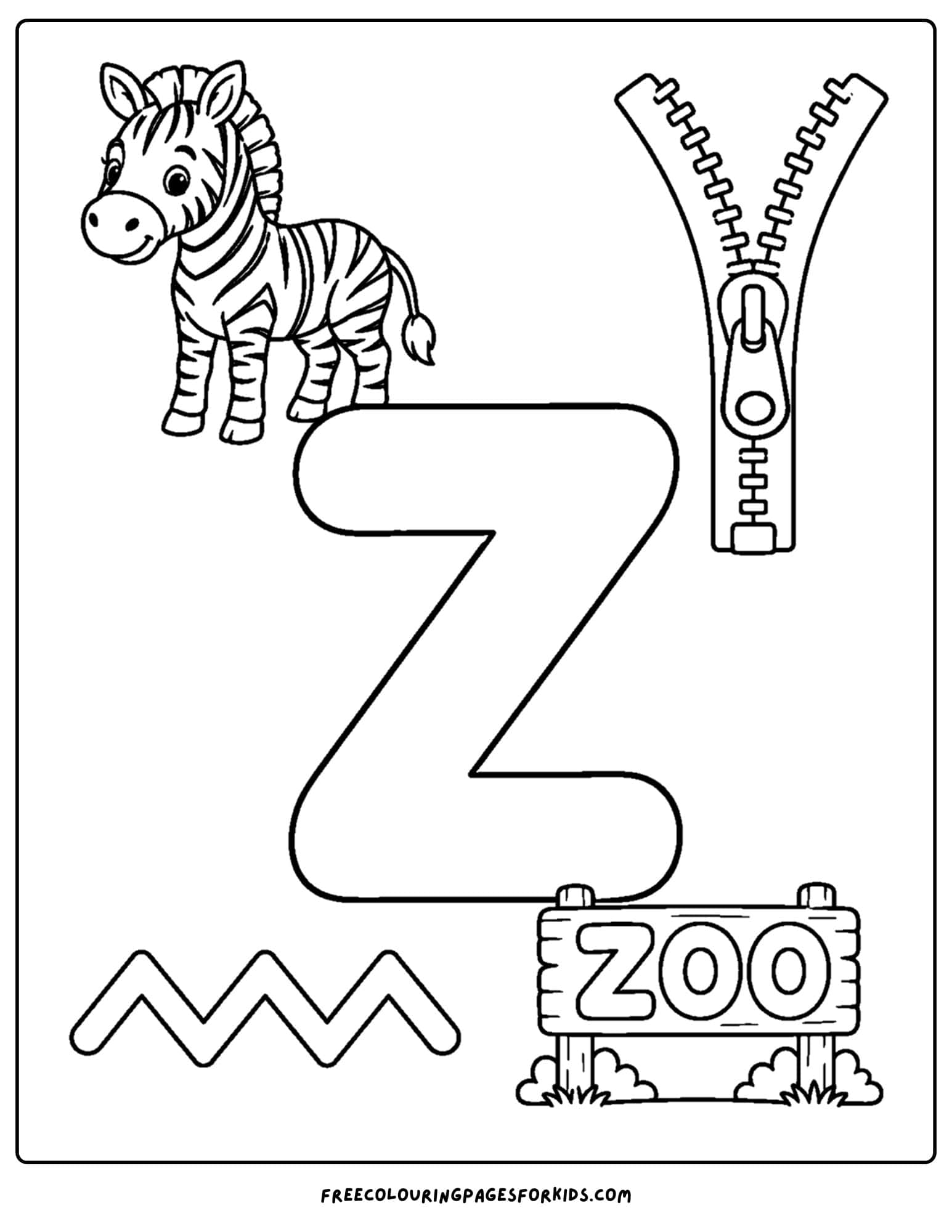 an alphabet coloring page for the letter z