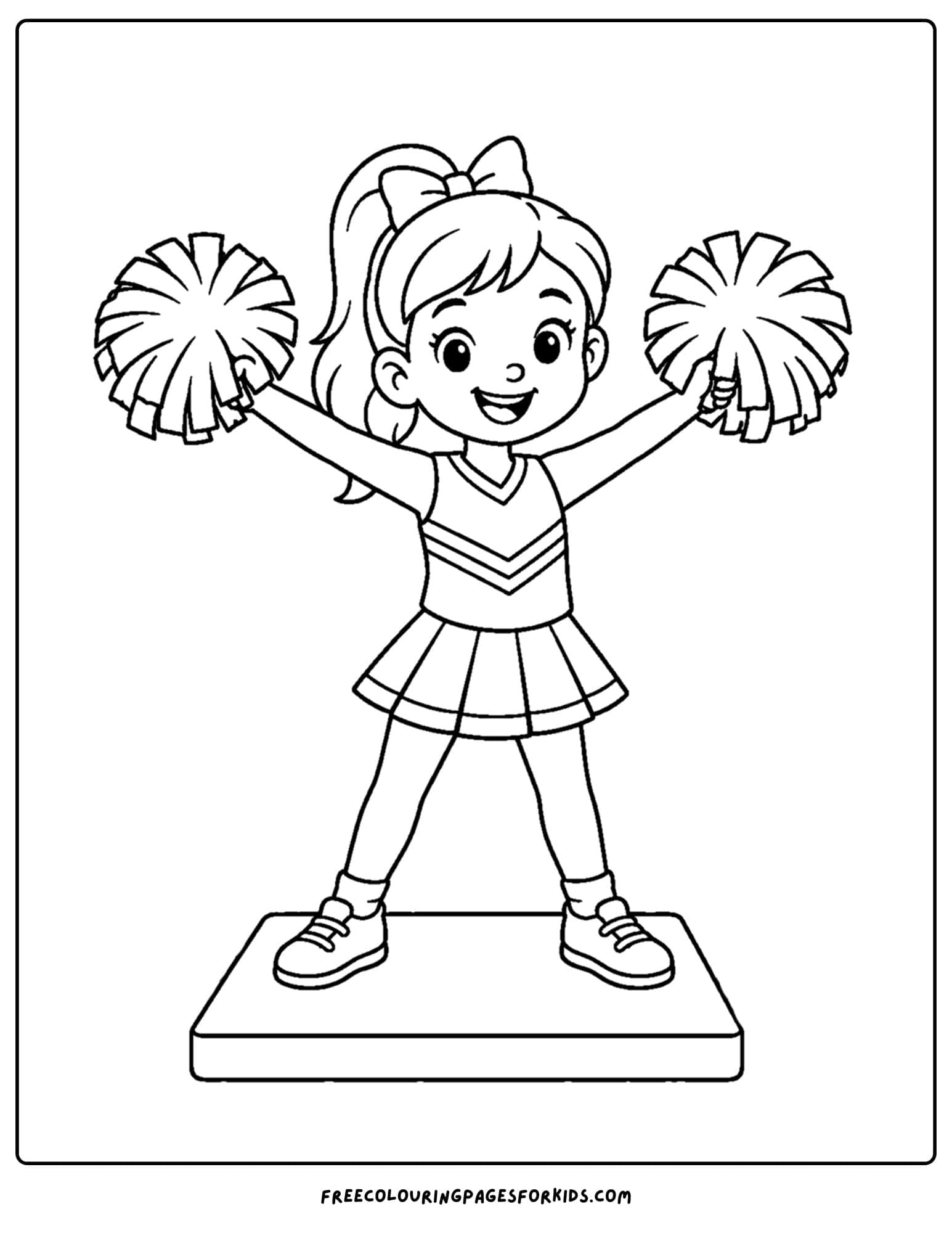a coloring page of a cheerleader captain posing