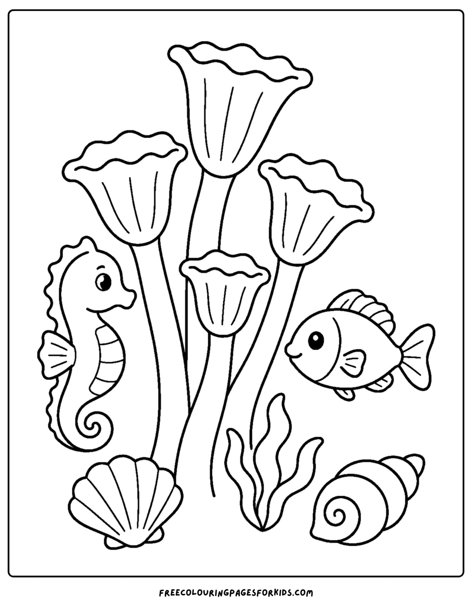 a coloring page of coral shaped like bells