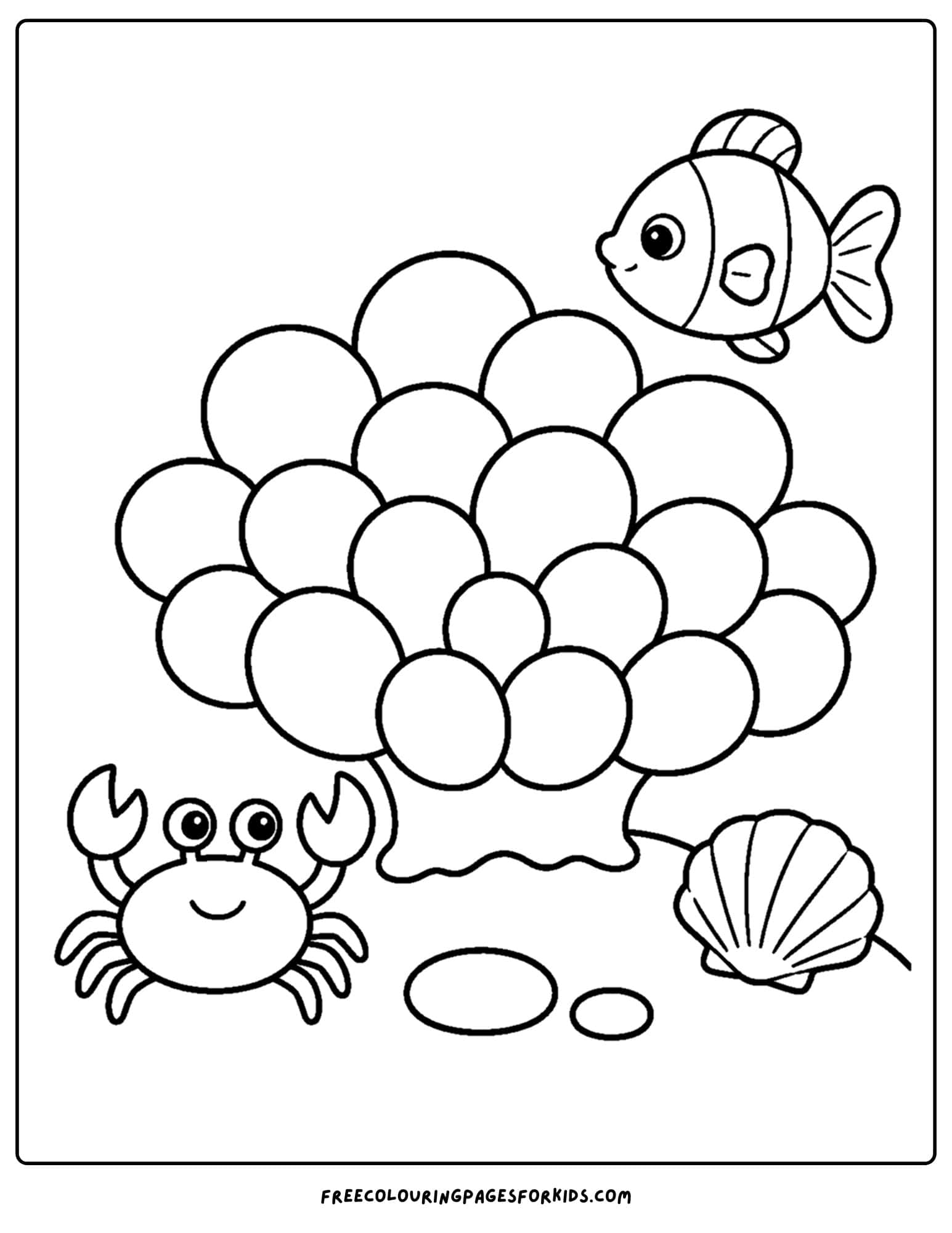a coloring page of coral shaped like big bubbles
