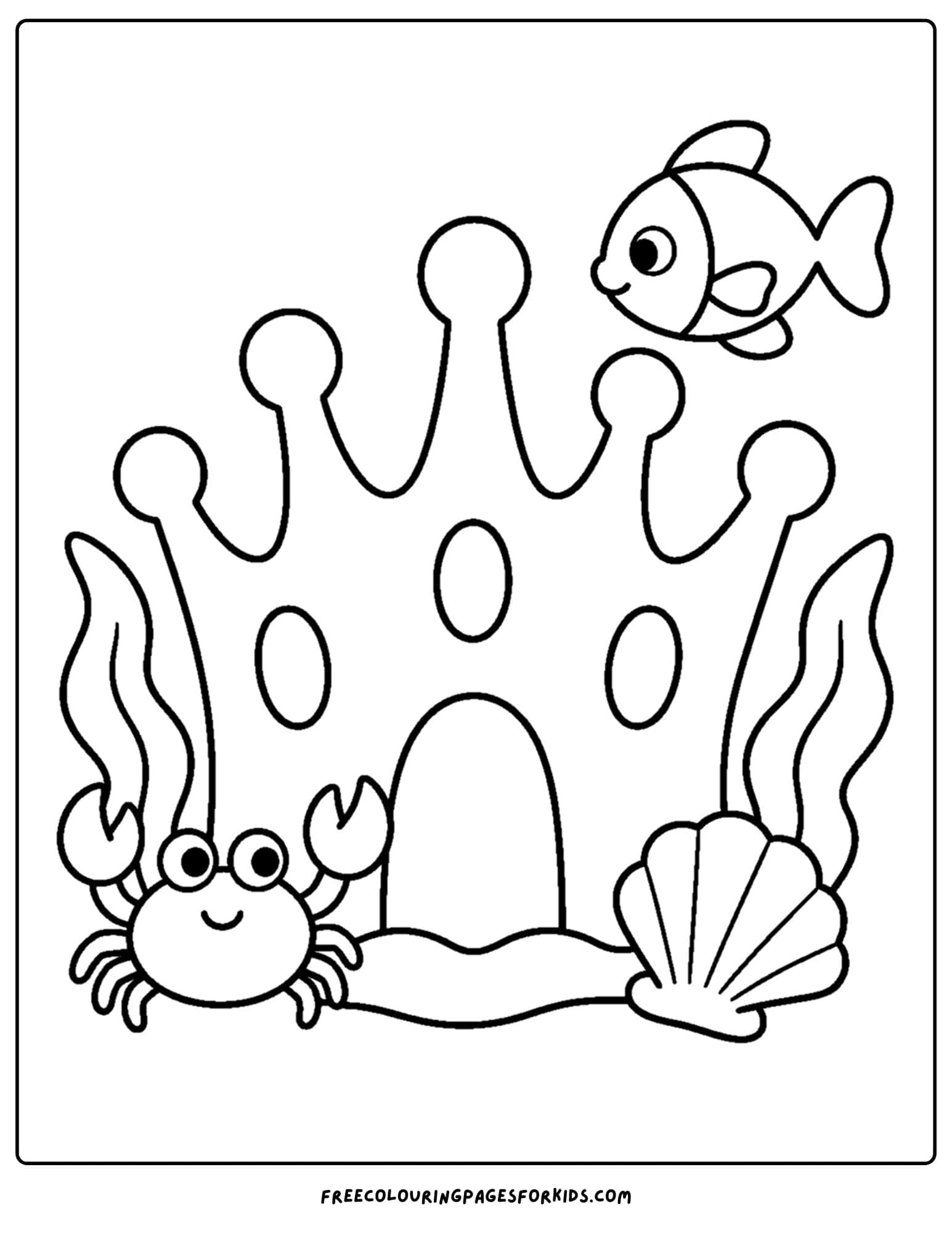 a coloring page of coral shaped like a crown