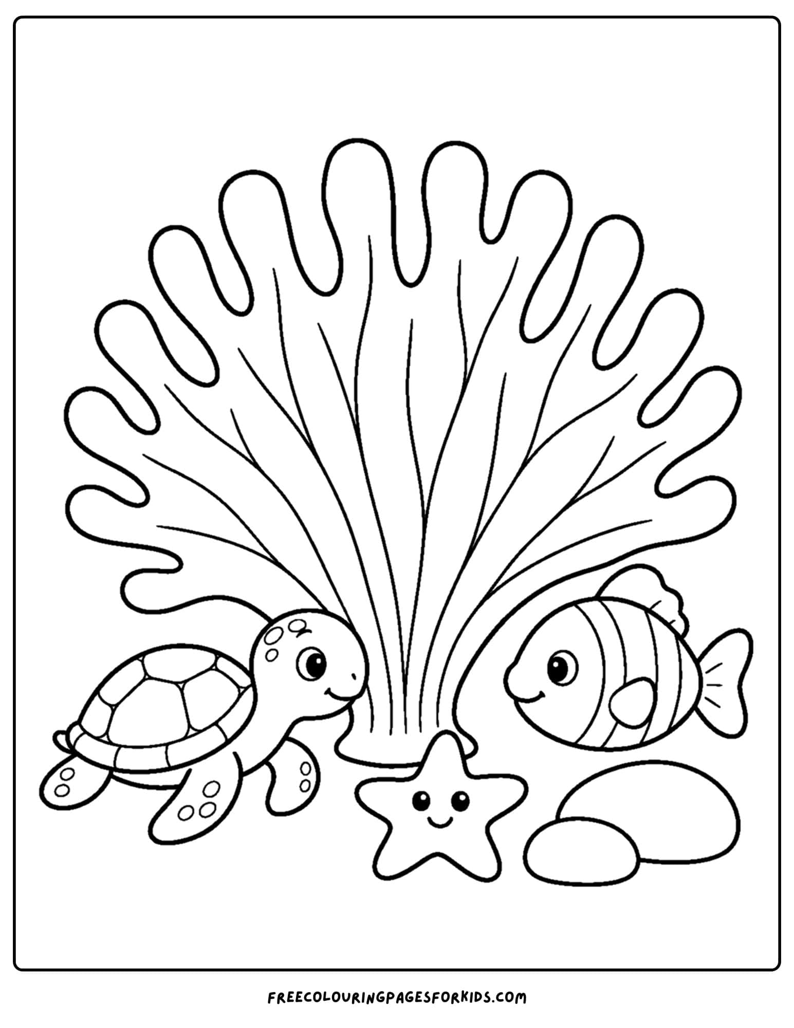 a coloring page of coral shaped like a fan
