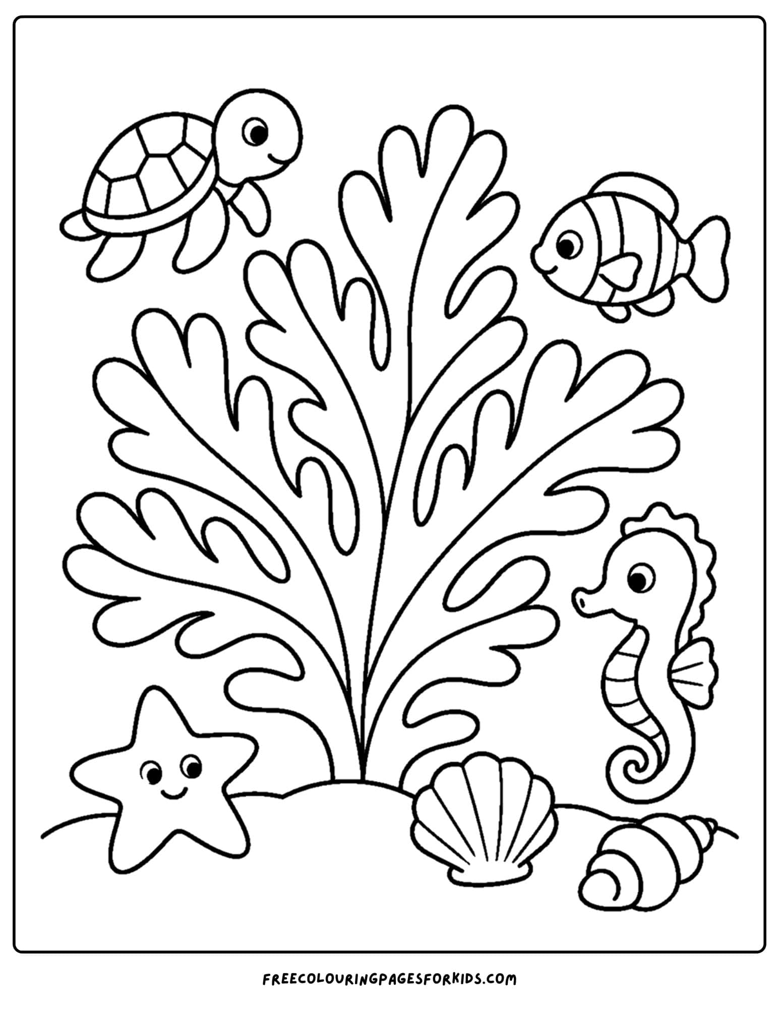 a coloring page of feather shaped coral