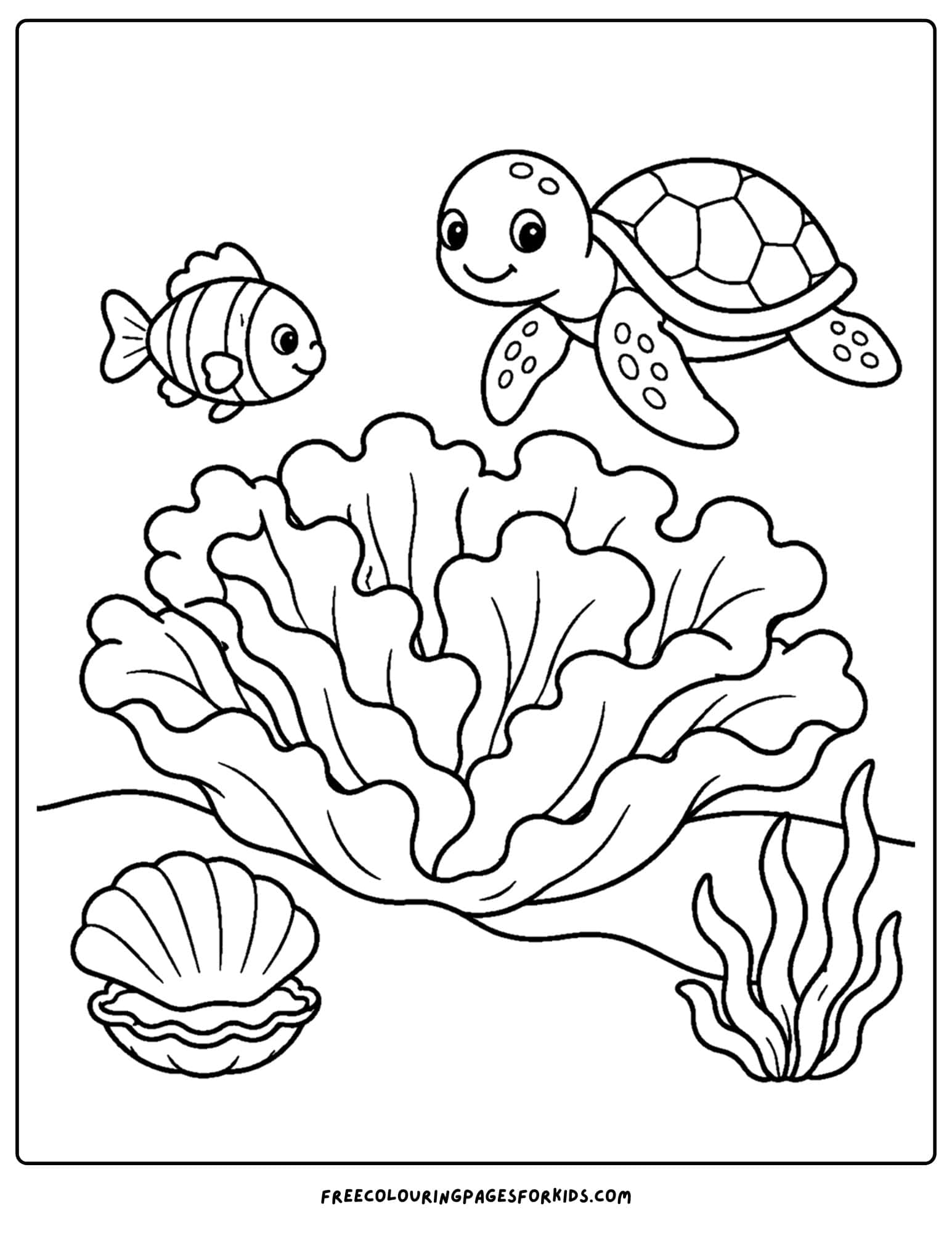 a coloring page of coral shaped like a lettuce leaf