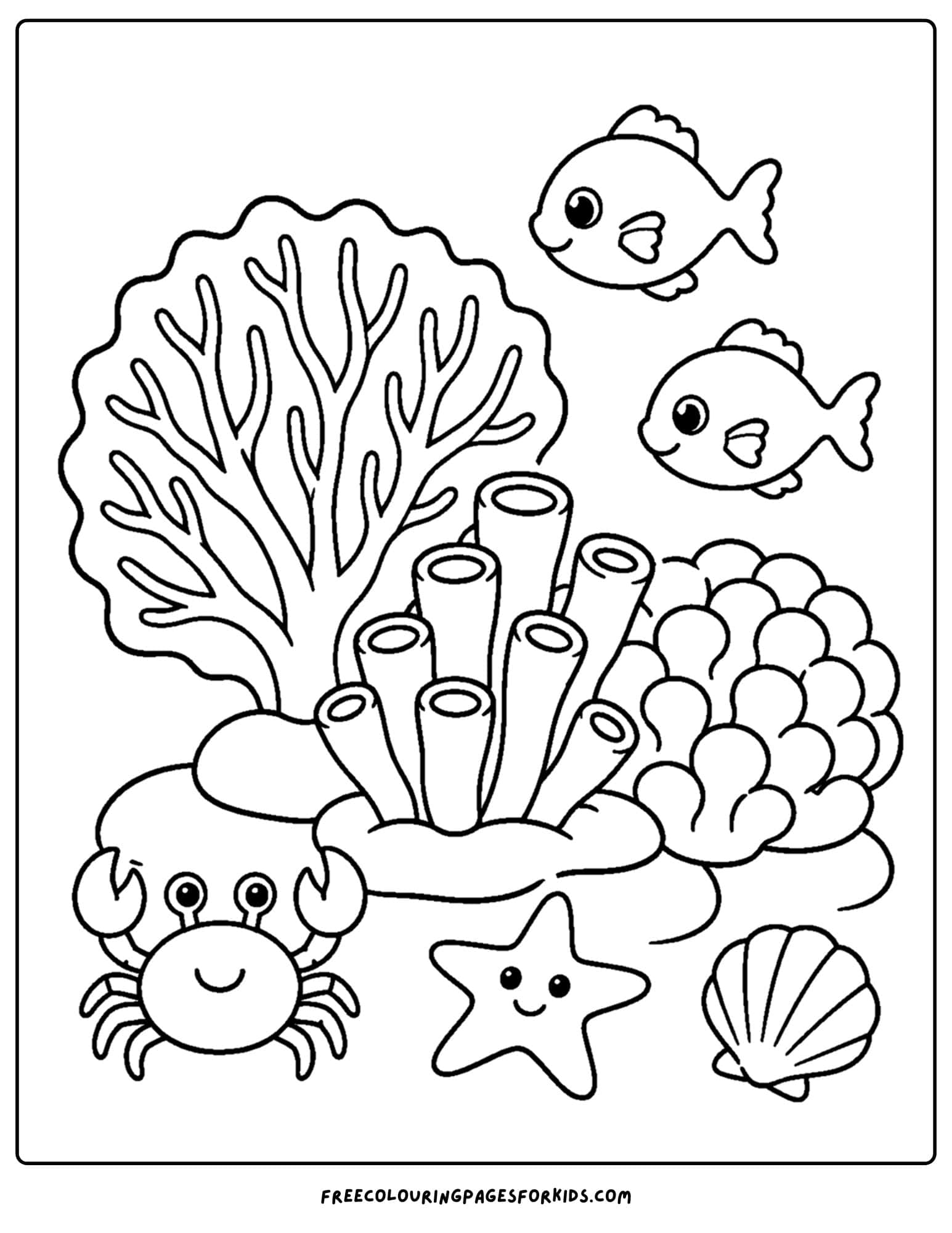 a coloring page of mixed shapes of coral