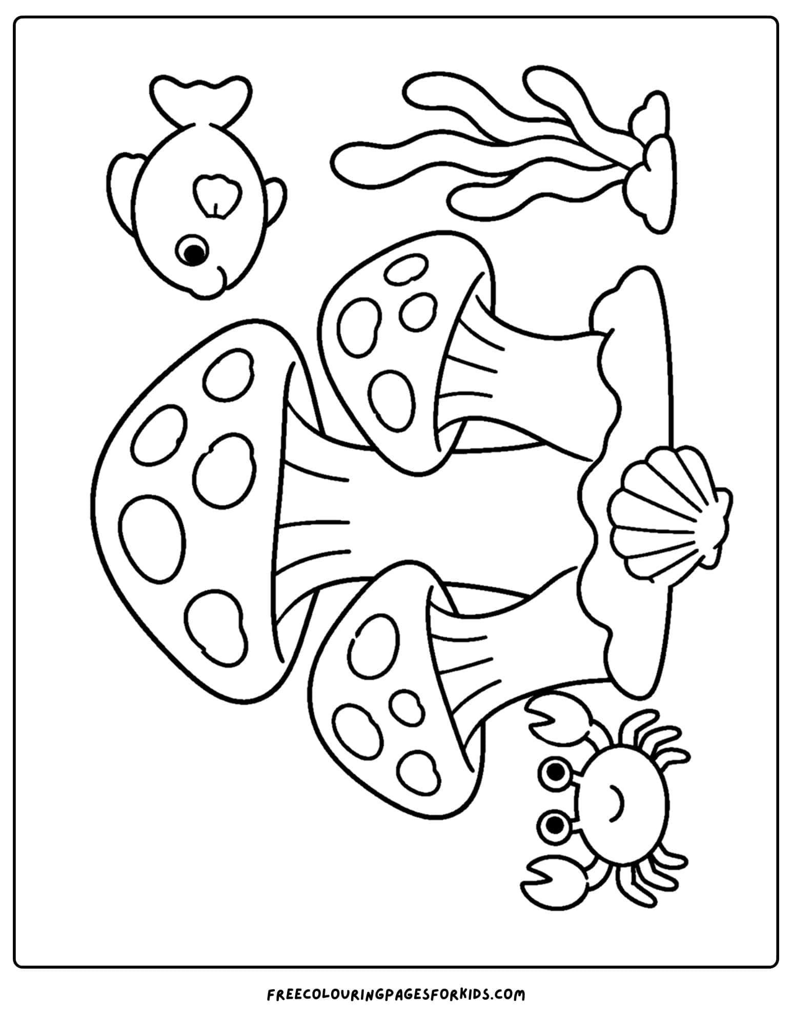 a coloring page of coral shaped like mushrooms