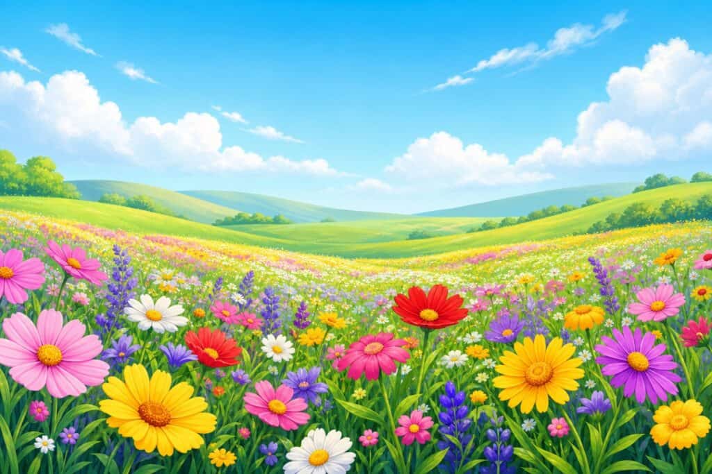 flower field coloring pages
