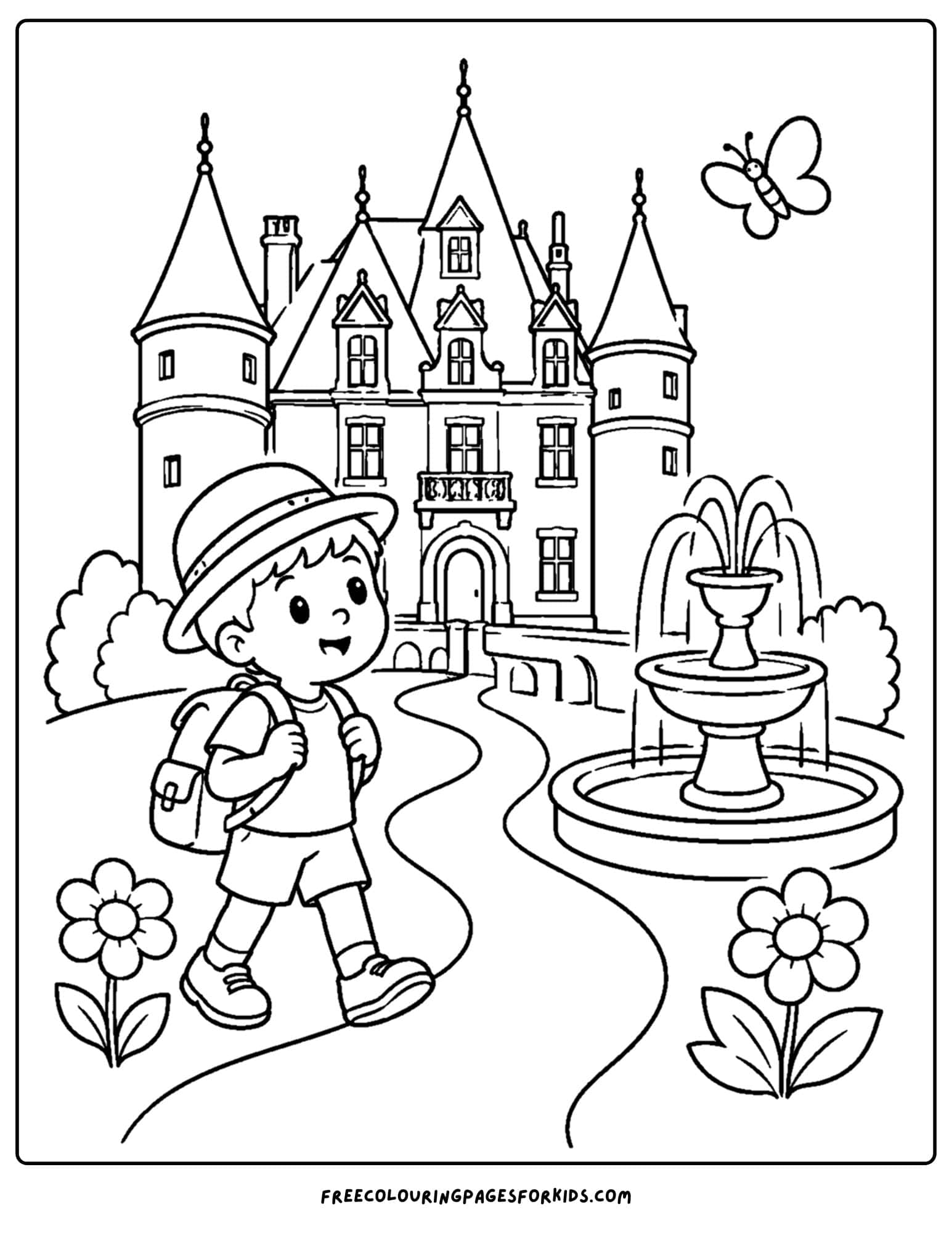 a france themed coloring page tourist at loire castle garden