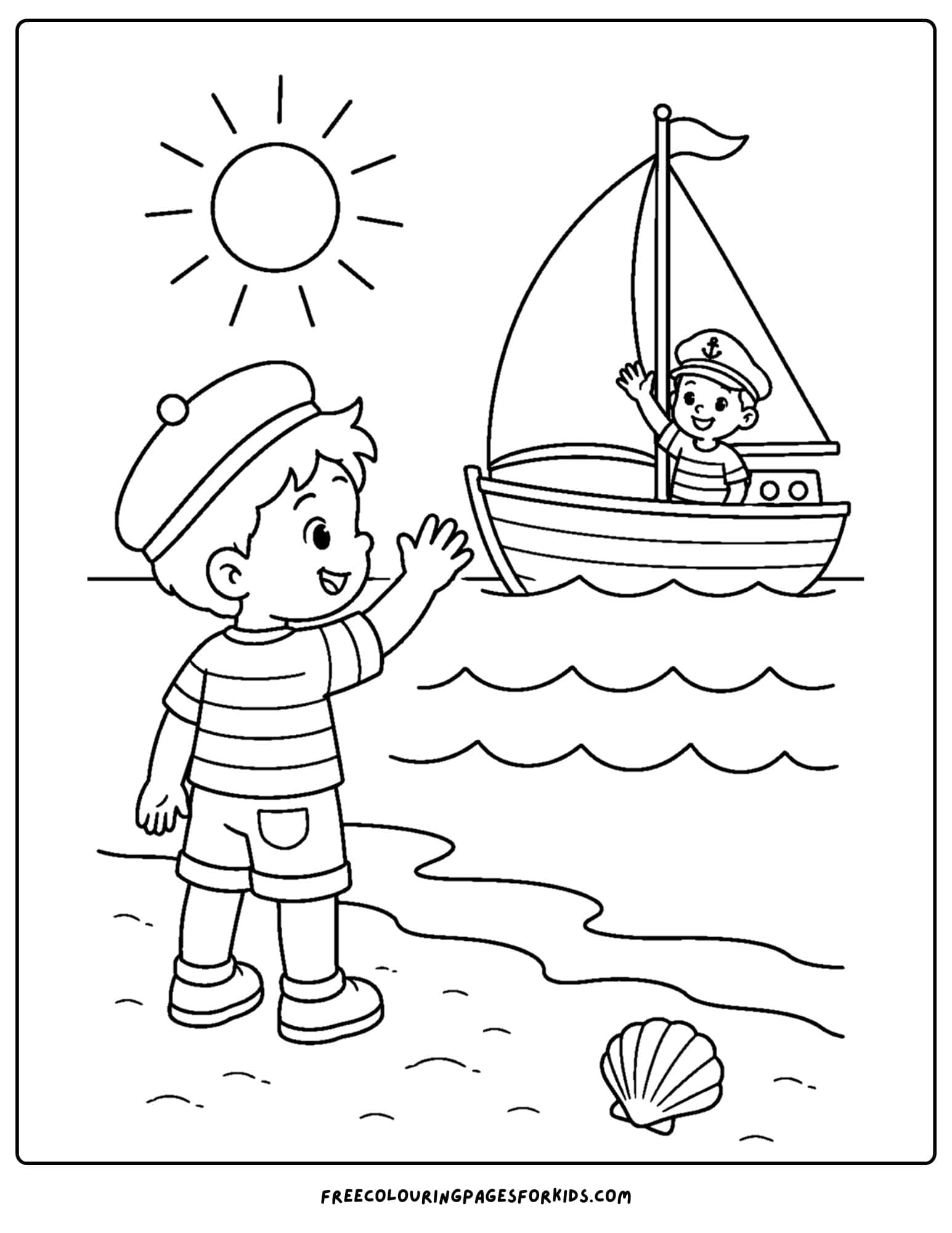 a france themed coloring page showing a sailboat in the riviera