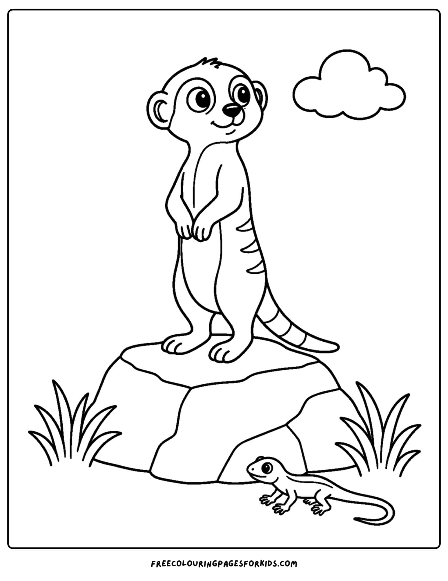 a coloring page of a meerkat on lookout