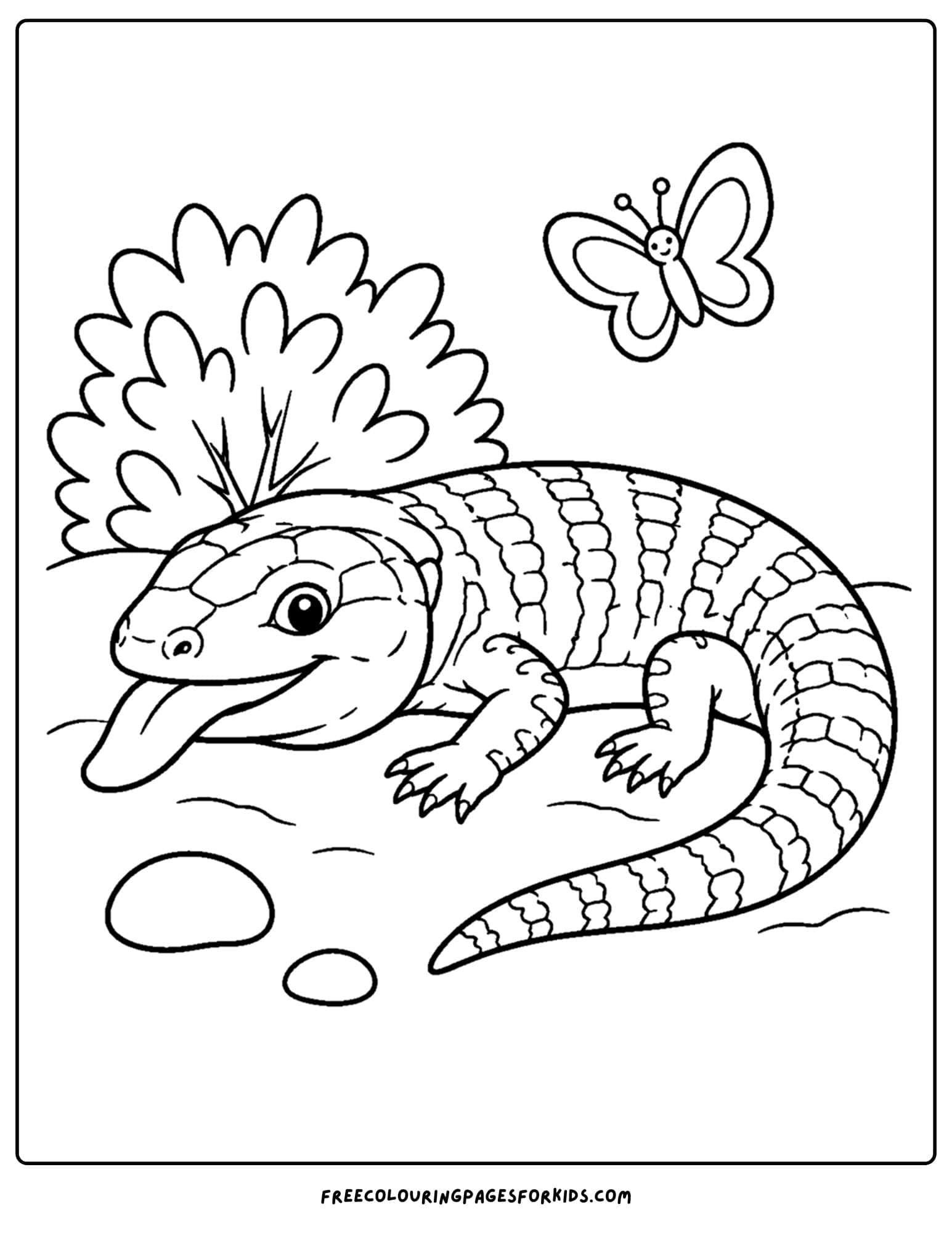 an australian animal coloring page featuring a blue tongue lizard