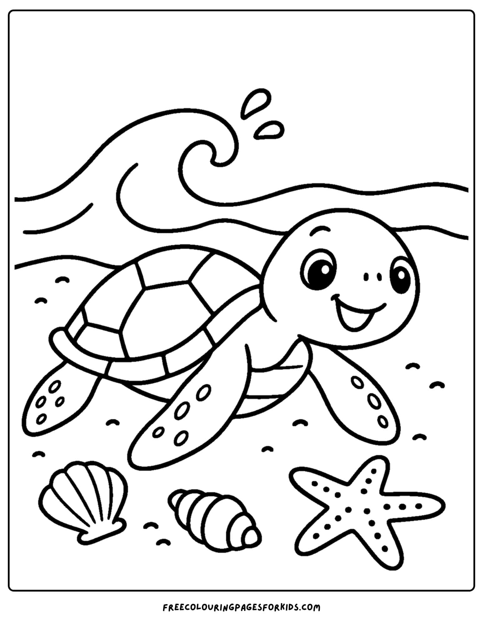 an australian animal coloring page featuring a sea turtle on the beach