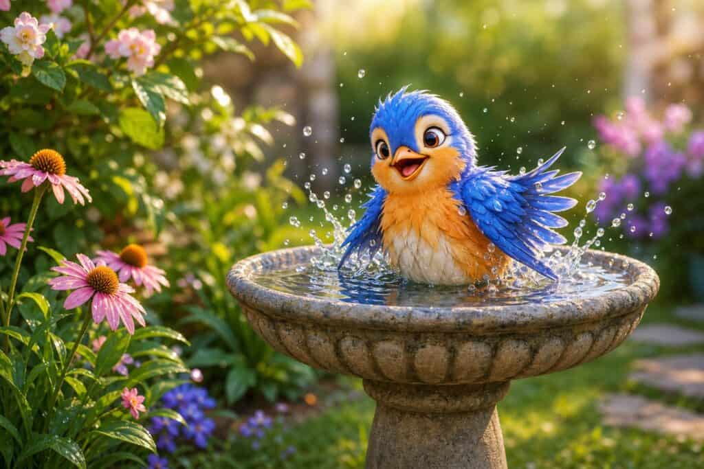 bird bath coloring pages