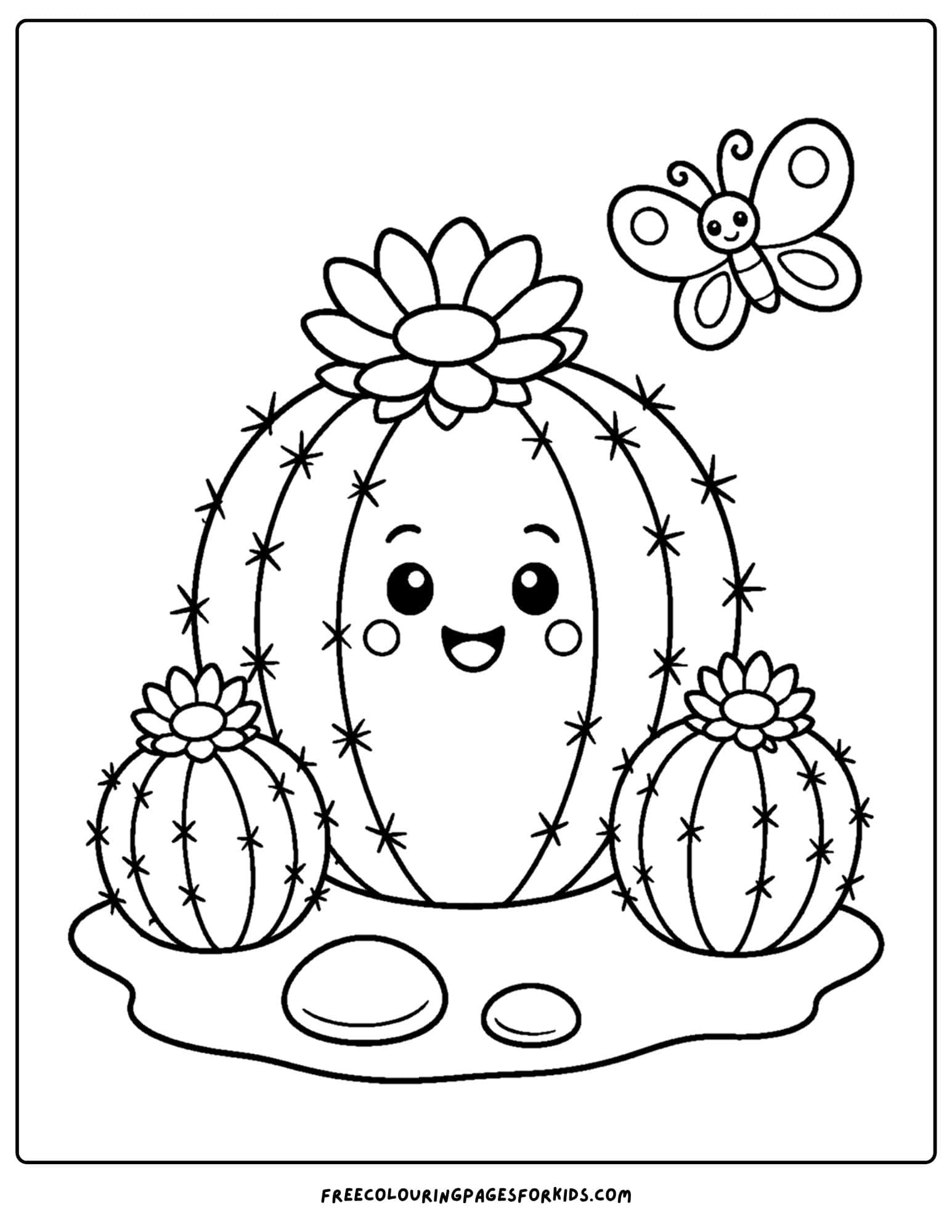 a coloring page of a cactus family
