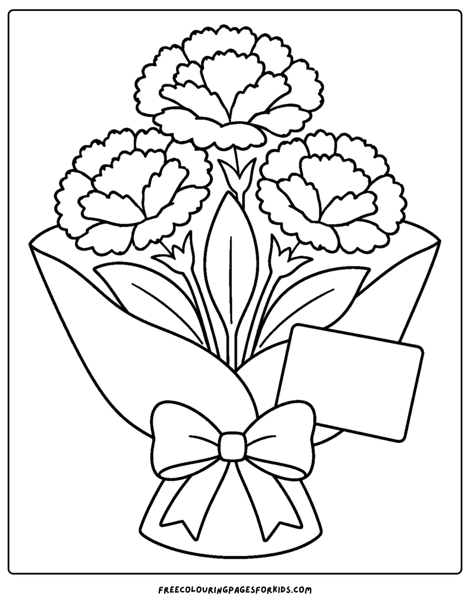 a coloring page of a flower bouquet of carnations